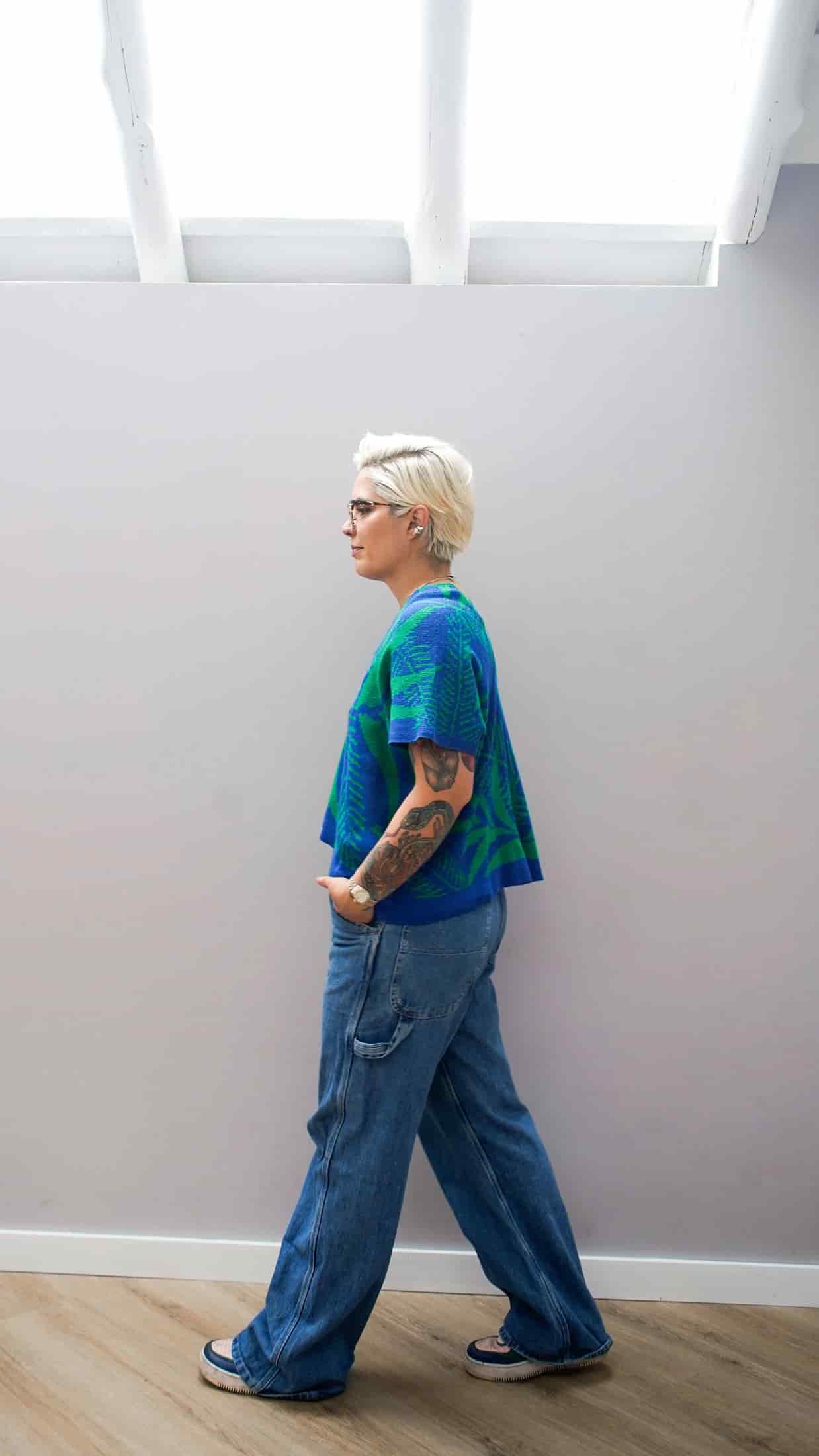 Blusa Palmas - azul rey y rosado - miniatura 3