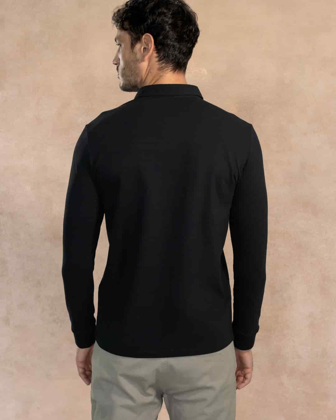 Polo Antimanchas Manga Larga Negro - miniatura 3