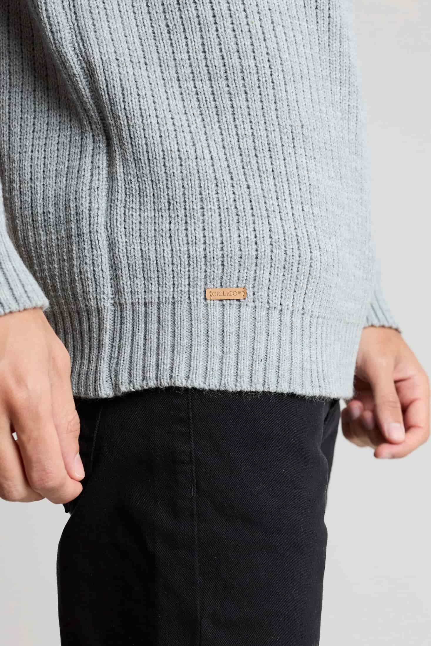 Sueter tejido ranglan gris claro - miniatura 3