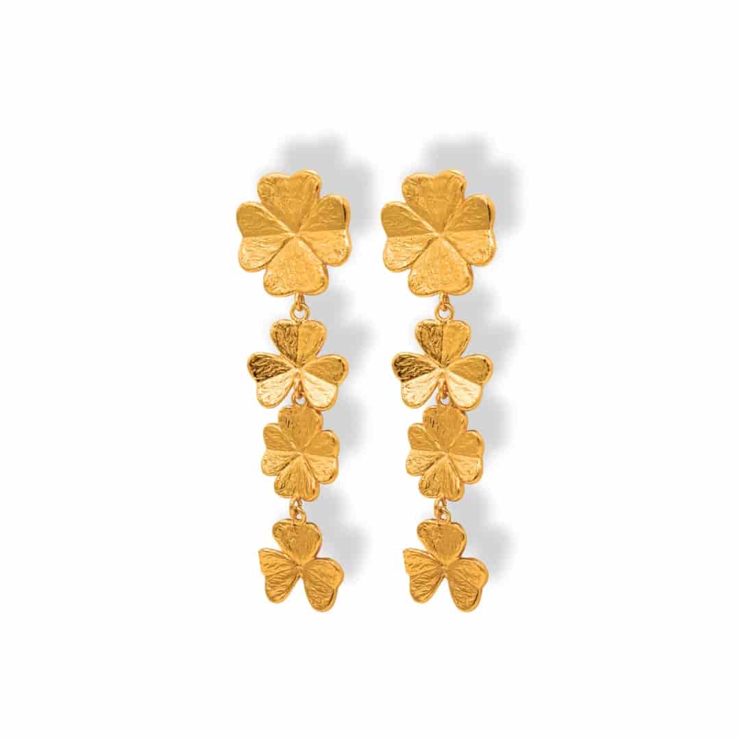 Aretes largos con tréboles - miniatura 1