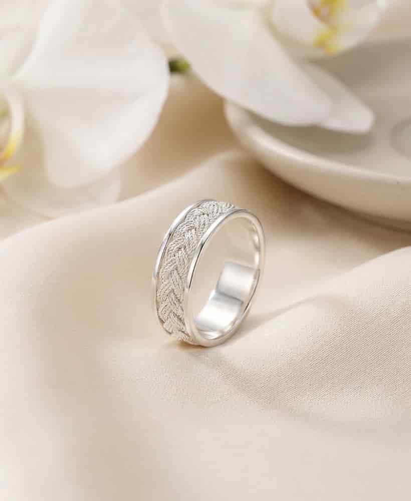 Argolla Filigrana trenza con bisel plata ley 950 - miniatura 3
