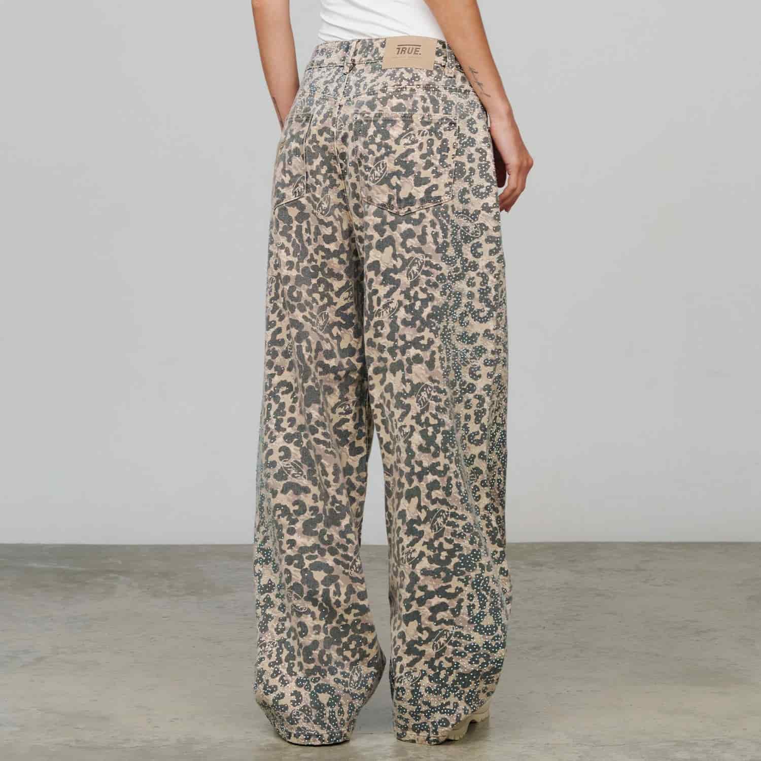 Leopard Wide Leg Jeans - Camel - miniatura 2