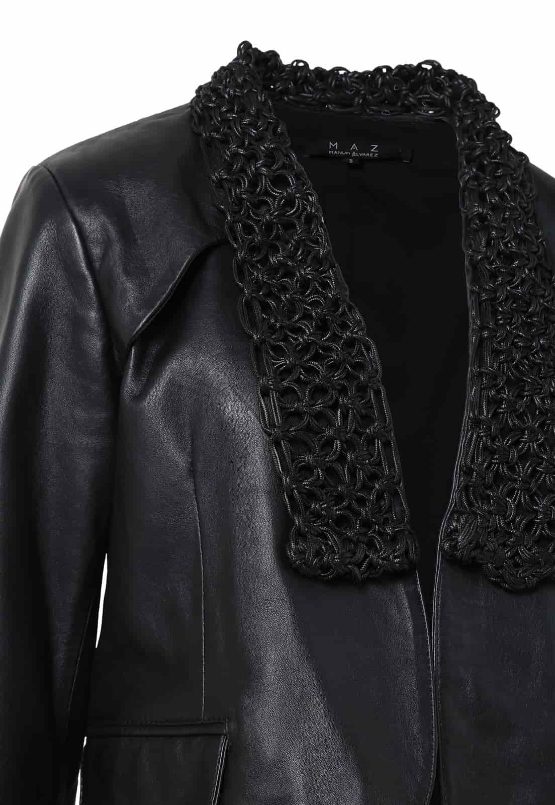 MACRAME LAPEL LEATHER BLAZER - miniatura 5