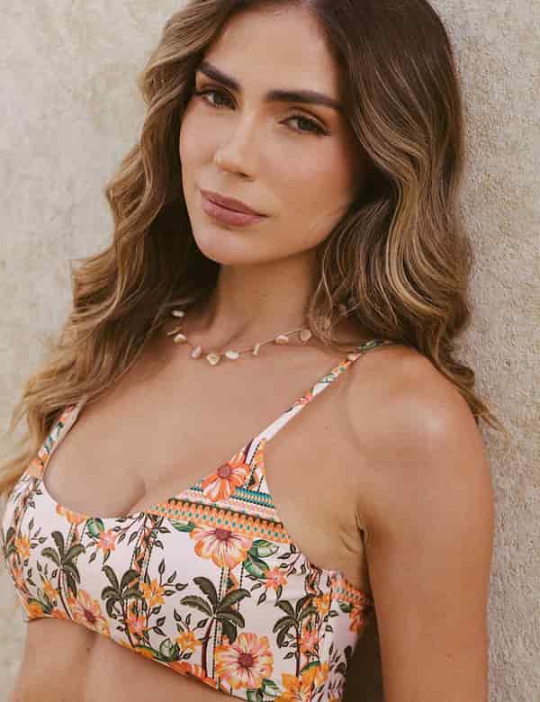 Set Top Exotic Floral Estampado Naranja - miniatura 1