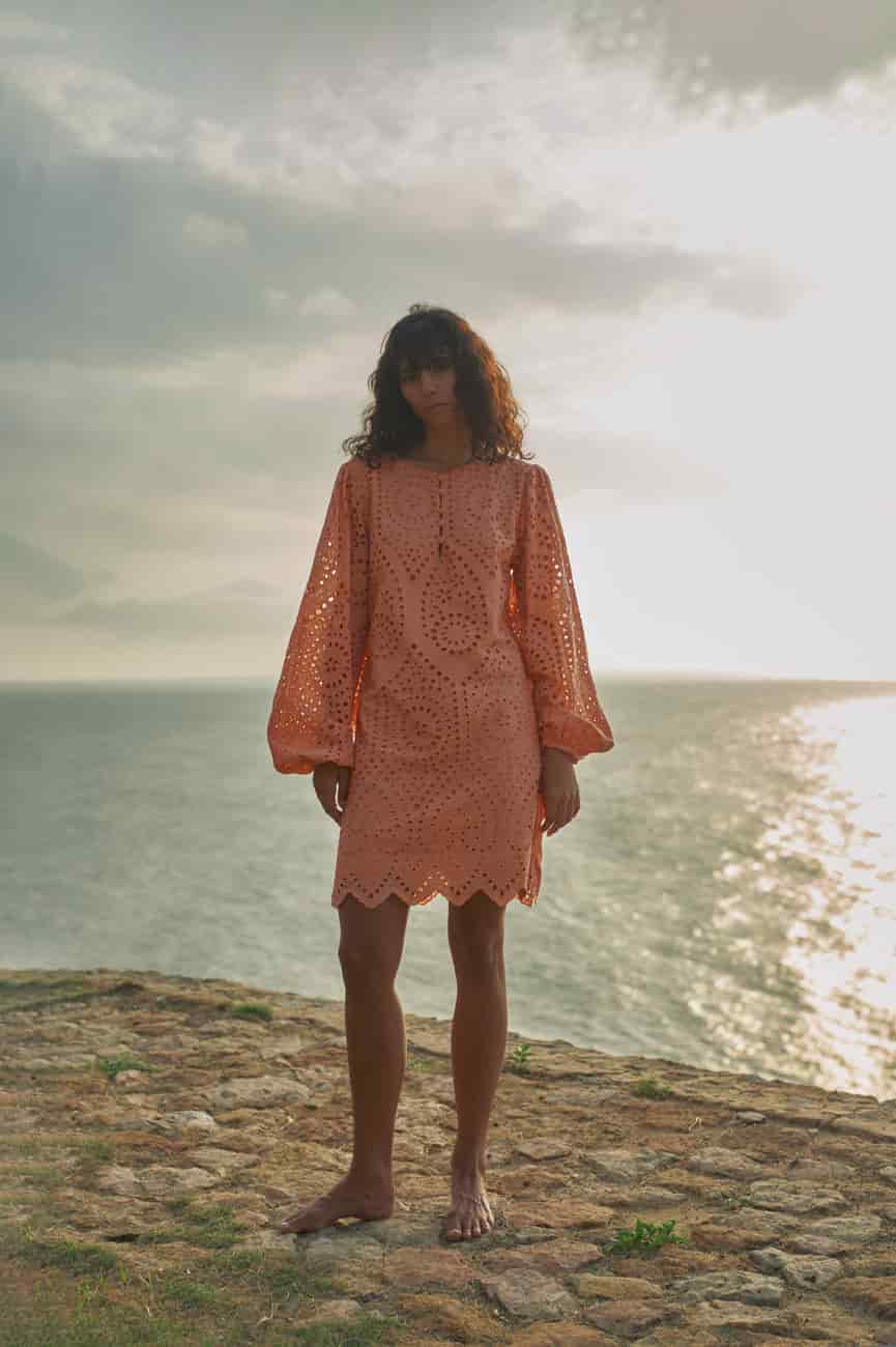 San Marco Eyelet Mini Dress / Apricot - miniatura 2
