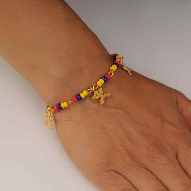 Pulsera colombia con 3 dijes mini pectoral Tolima - miniatura 2