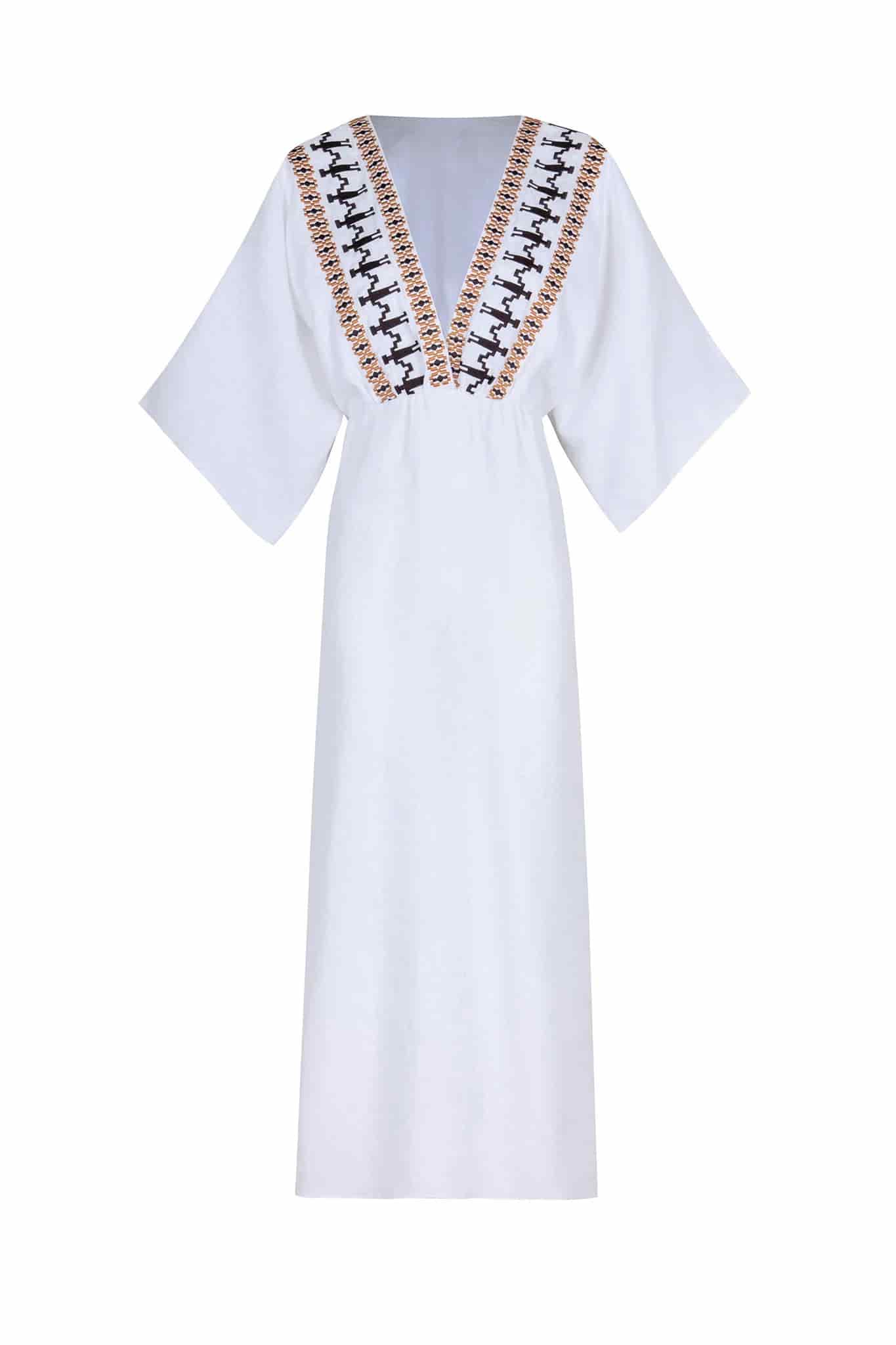 Topacio Linen Tunic  / White Embroidered - miniatura 5