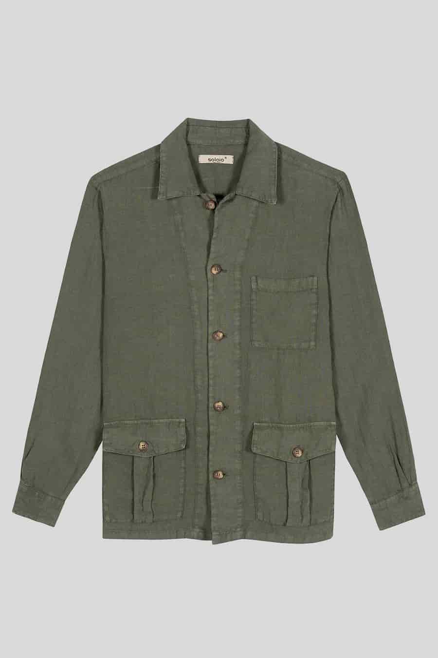 men's linen jacket military green new sahara - miniatura 3