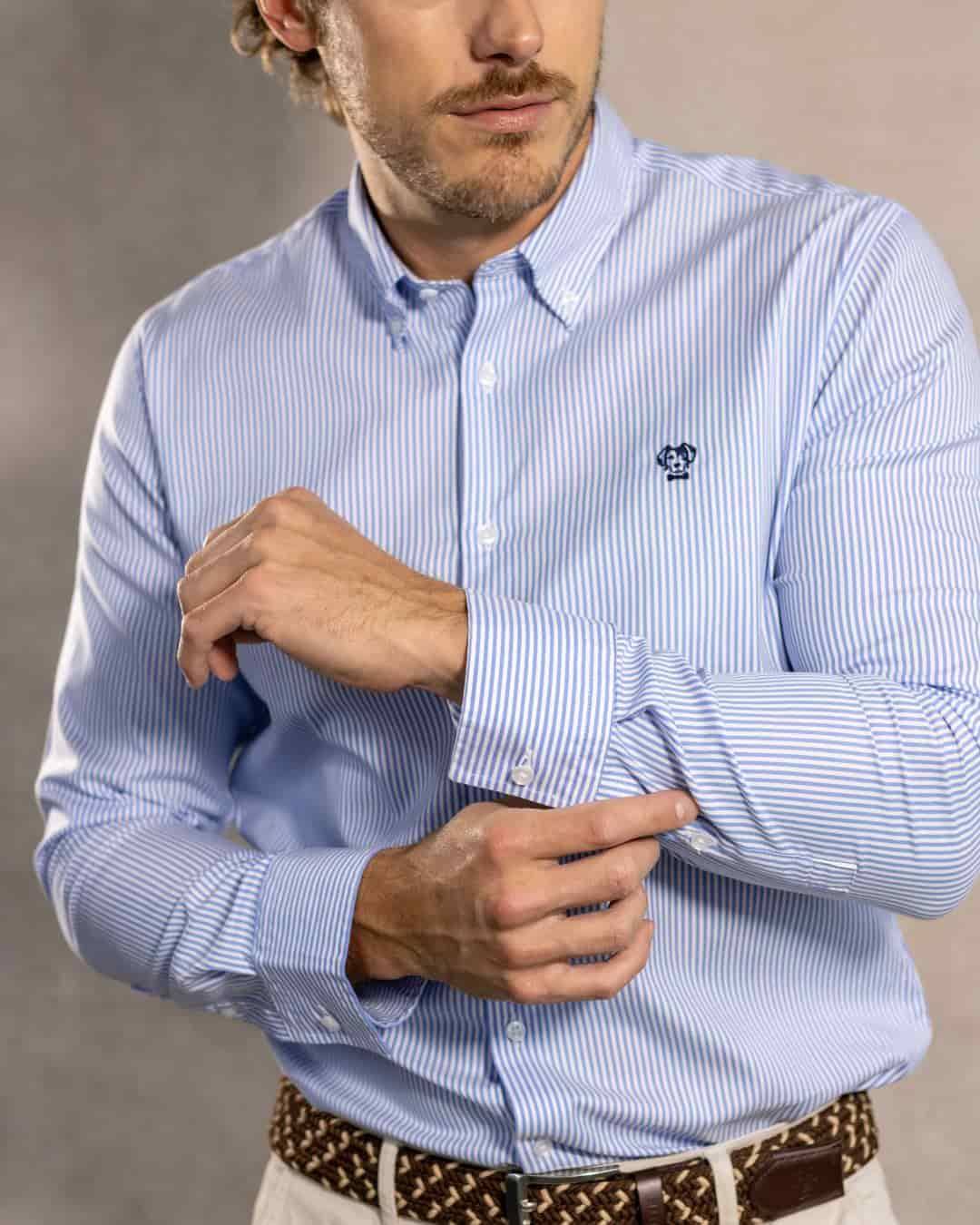 Camisa Antimanchas Oxford Rayas Azul Yale - miniatura 3