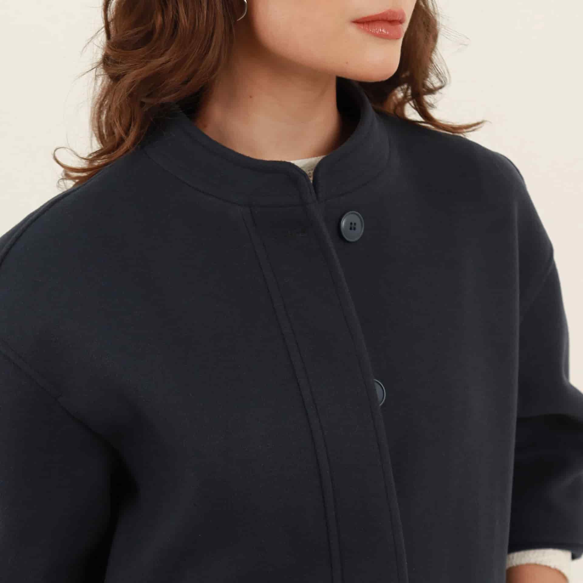 Chaqueta abrigo cuello alto manga rodada - miniatura 5