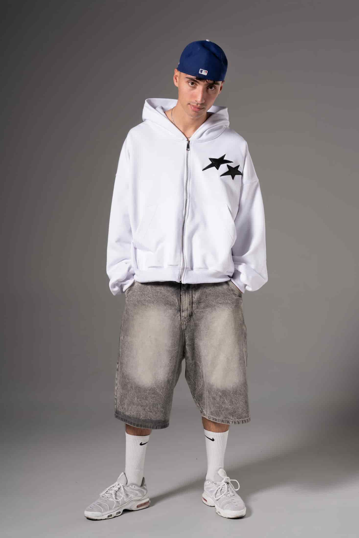 Double Zip Hoodie Boxy fit estrellas negras - miniatura 2