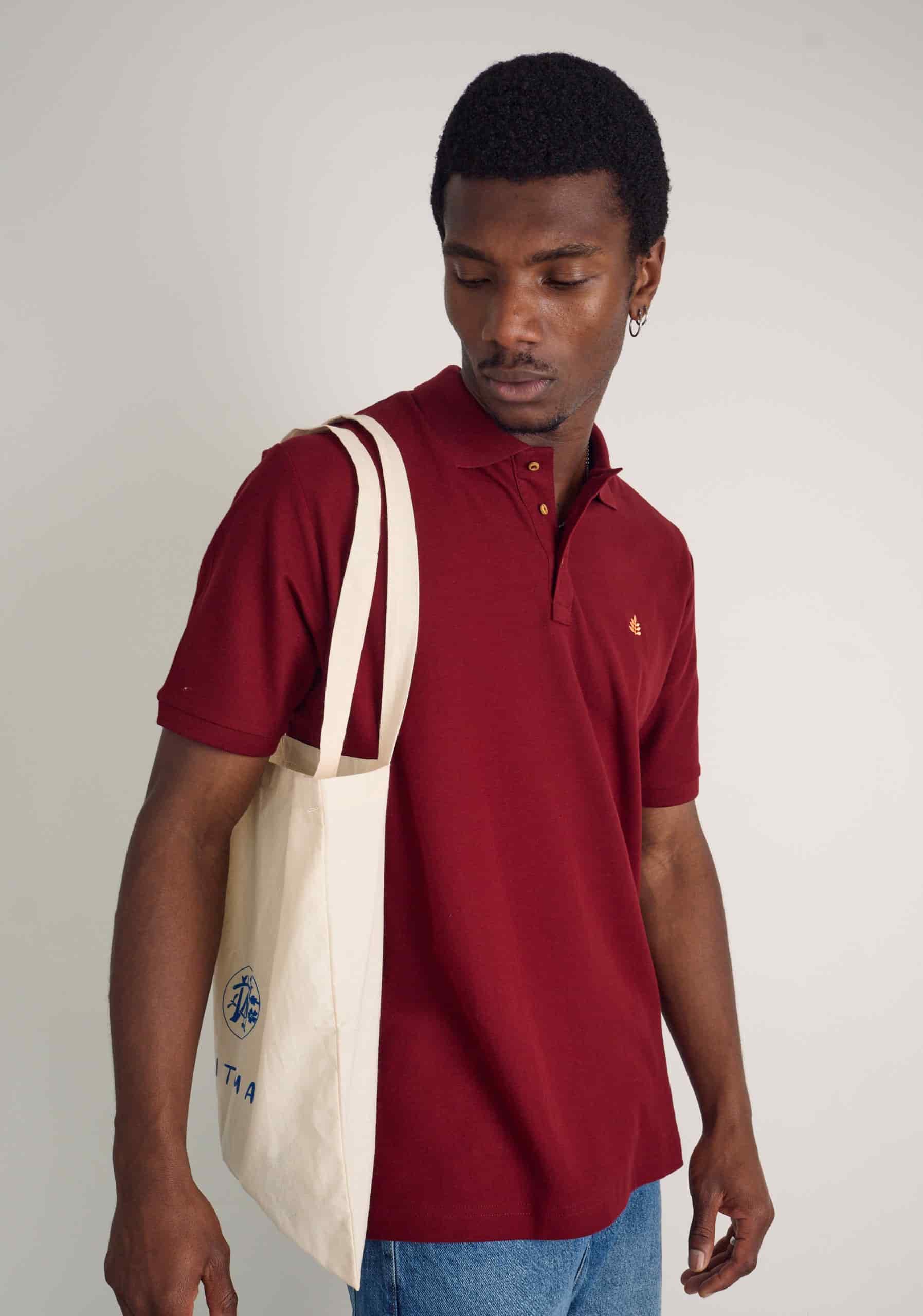 Camiseta Polo H Unicolor L-Nar Vino - miniatura 3