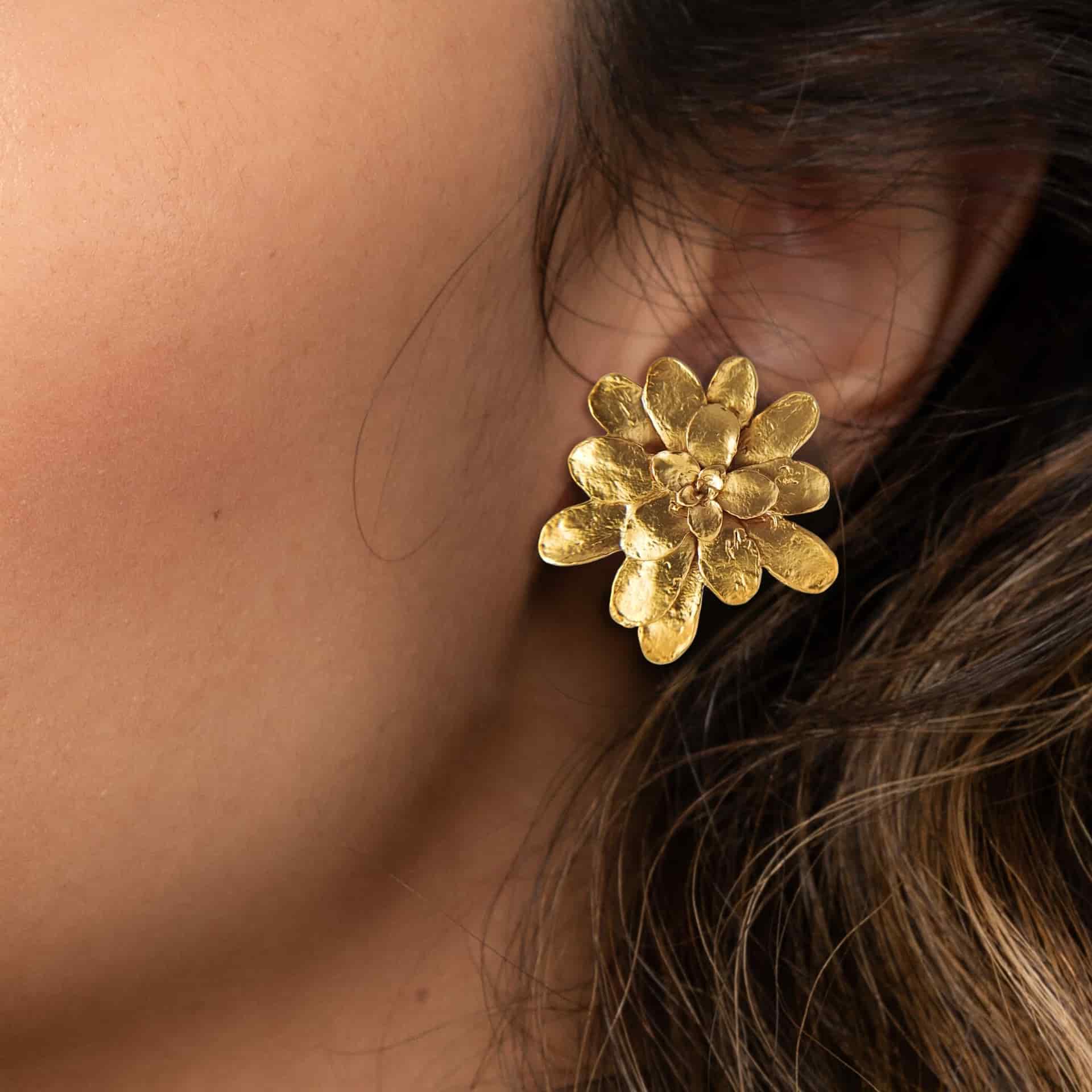 Aretes suculenta Lina en plata con baño de oro - miniatura 2