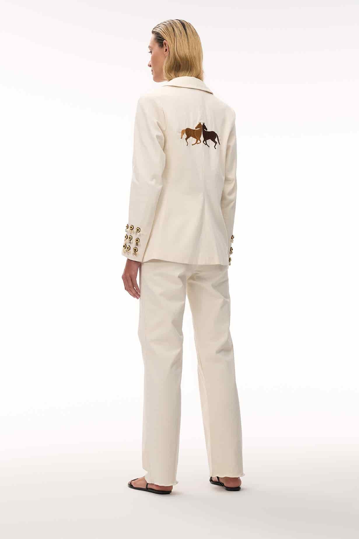 Santo Tomas Embroidered Canvas Blazer / Ivory - miniatura 4