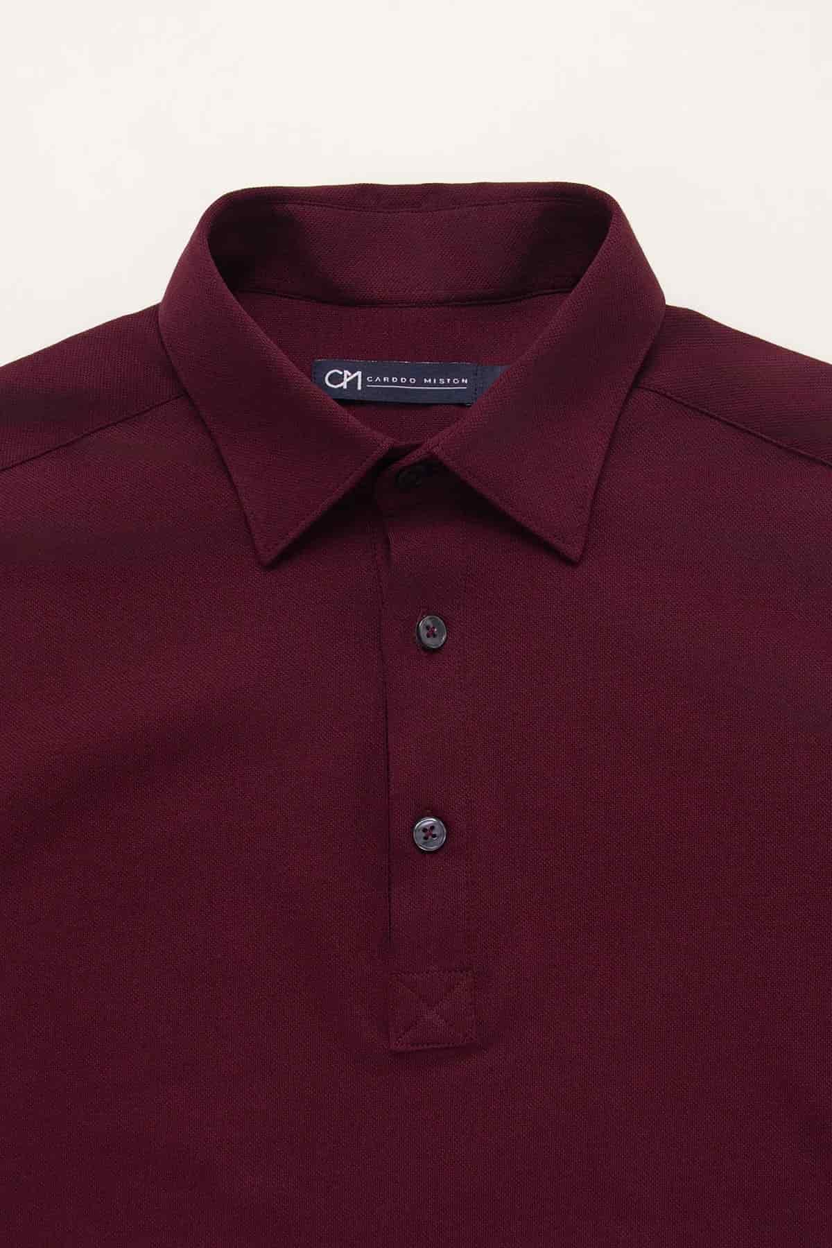 Camisa Piqué Polera Algodón Borgoña - miniatura 2