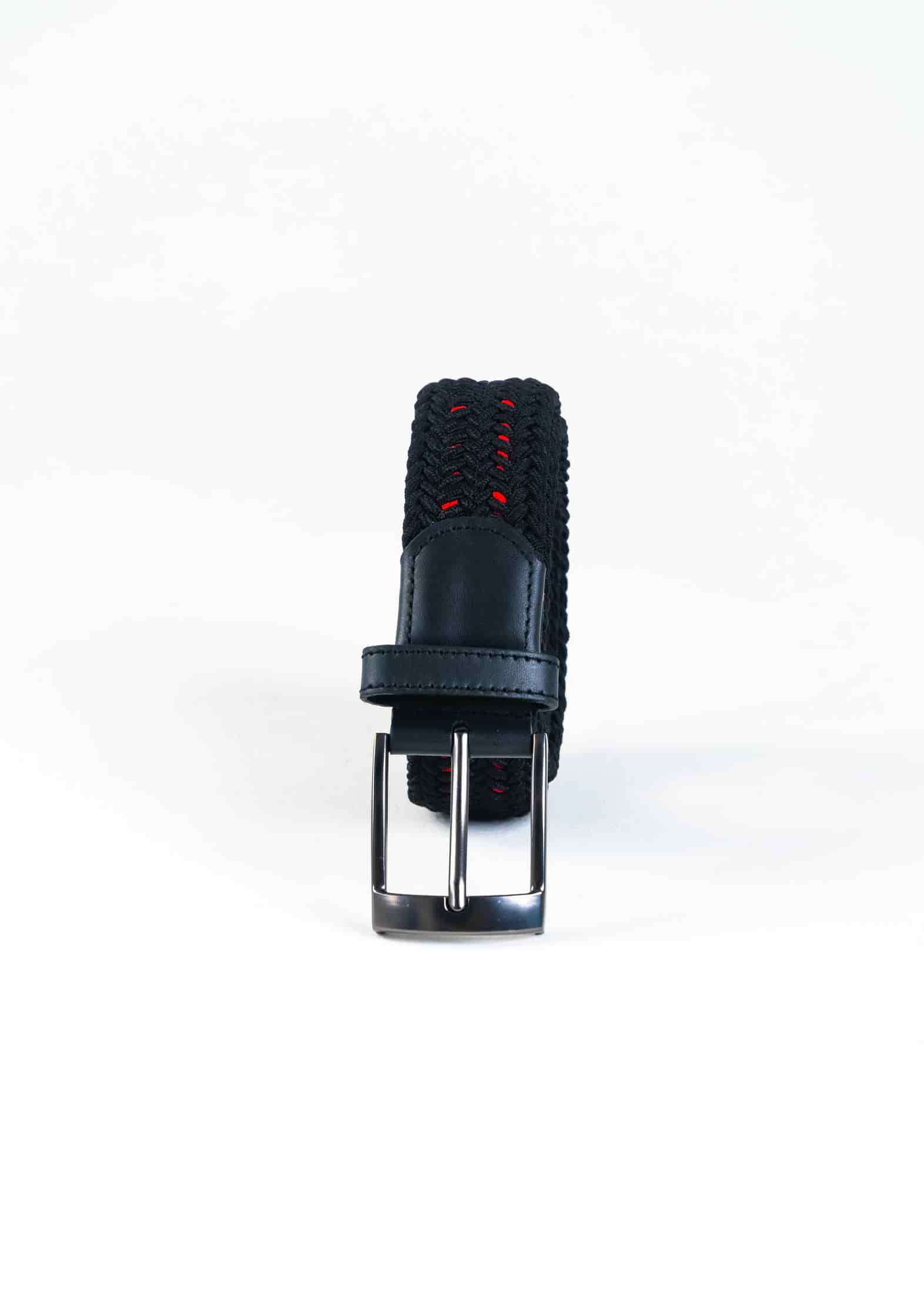 Cinturón Trenzado Elástico Rojo - Negro - miniatura 1