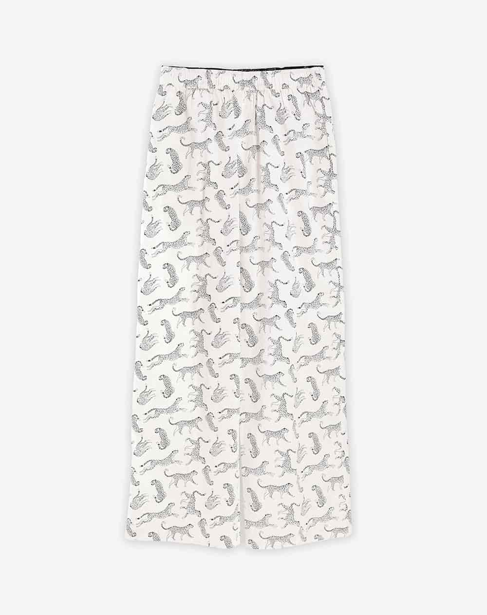 Pantalón regular tiro medio crudo estampado mujer - miniatura 1