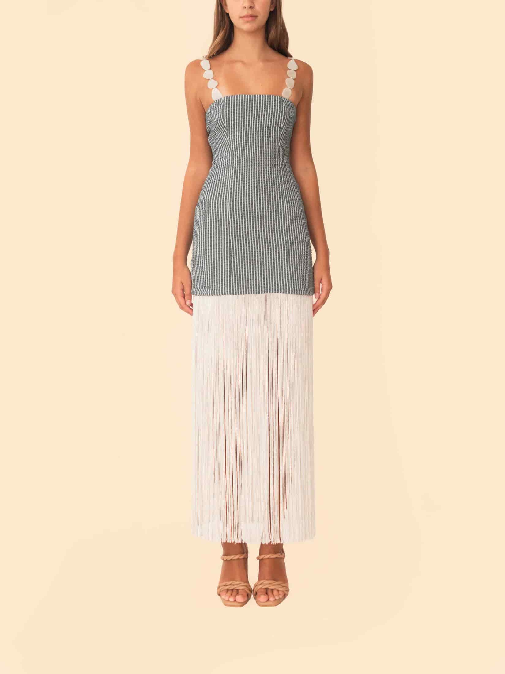 ELENA DRESS GREEN STRIPES - miniatura 2