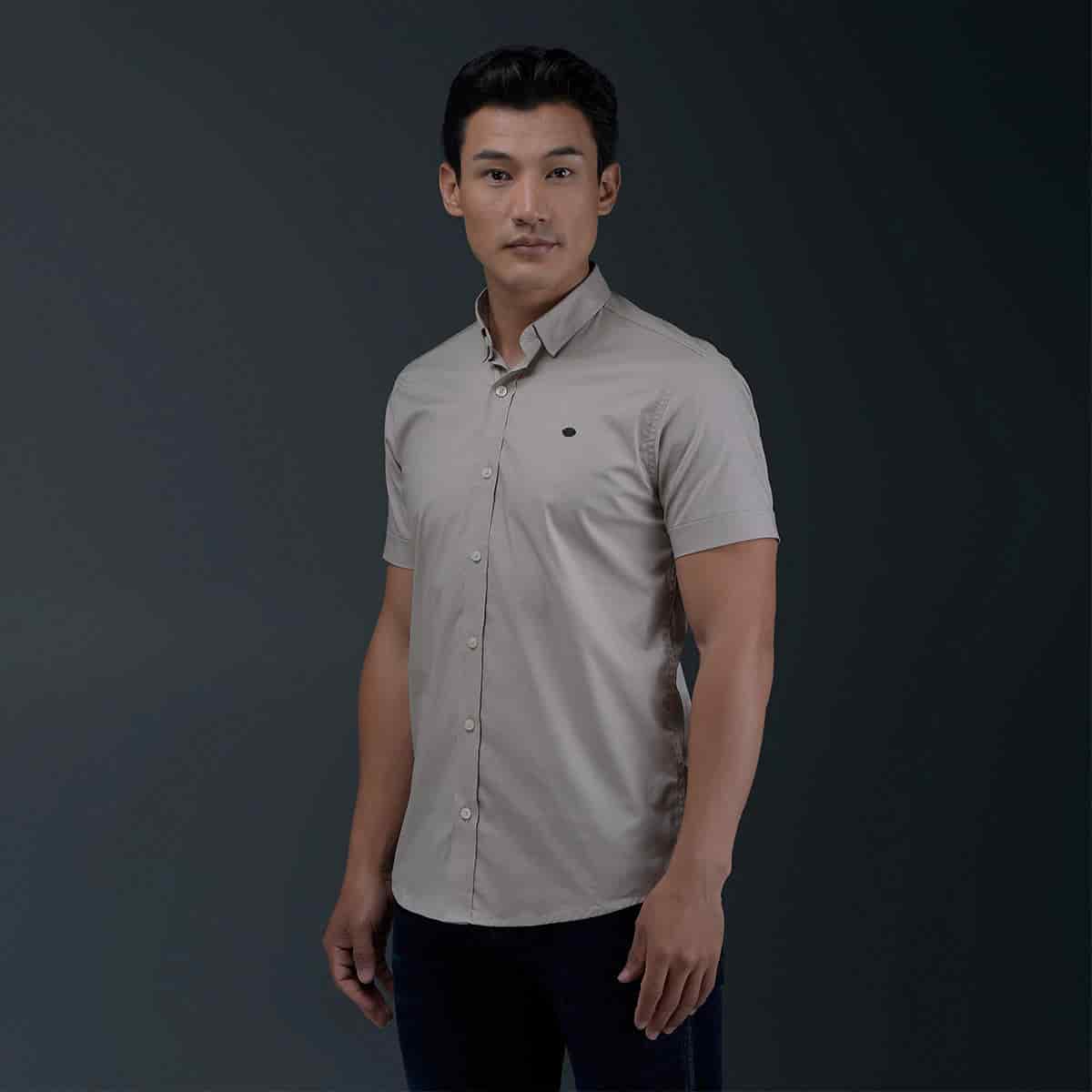 Camisa Beige Manga Corta - miniatura 3