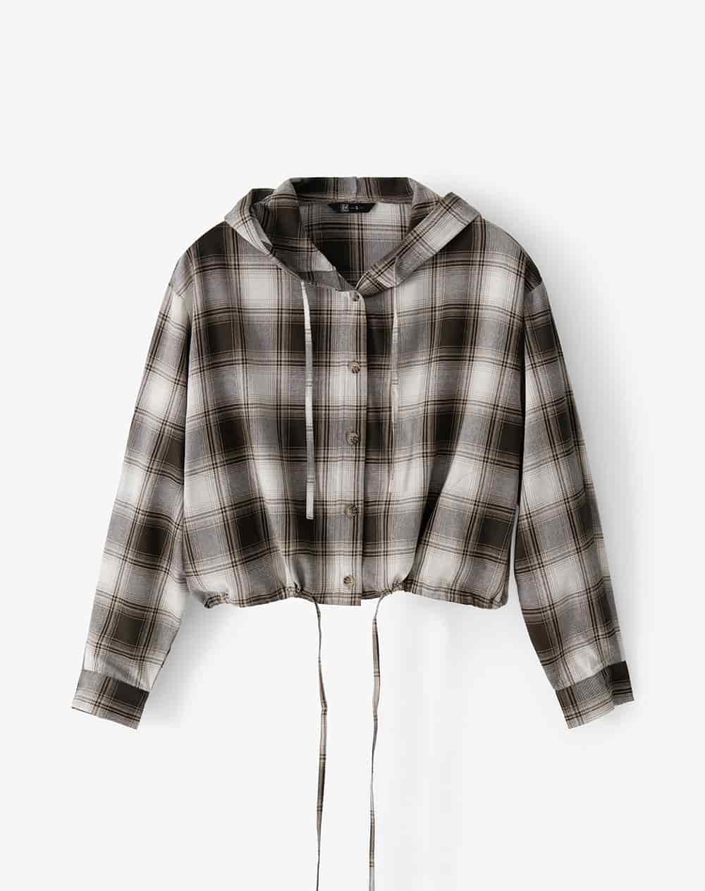 Chaqueta oversize cuadros mujer - miniatura 1