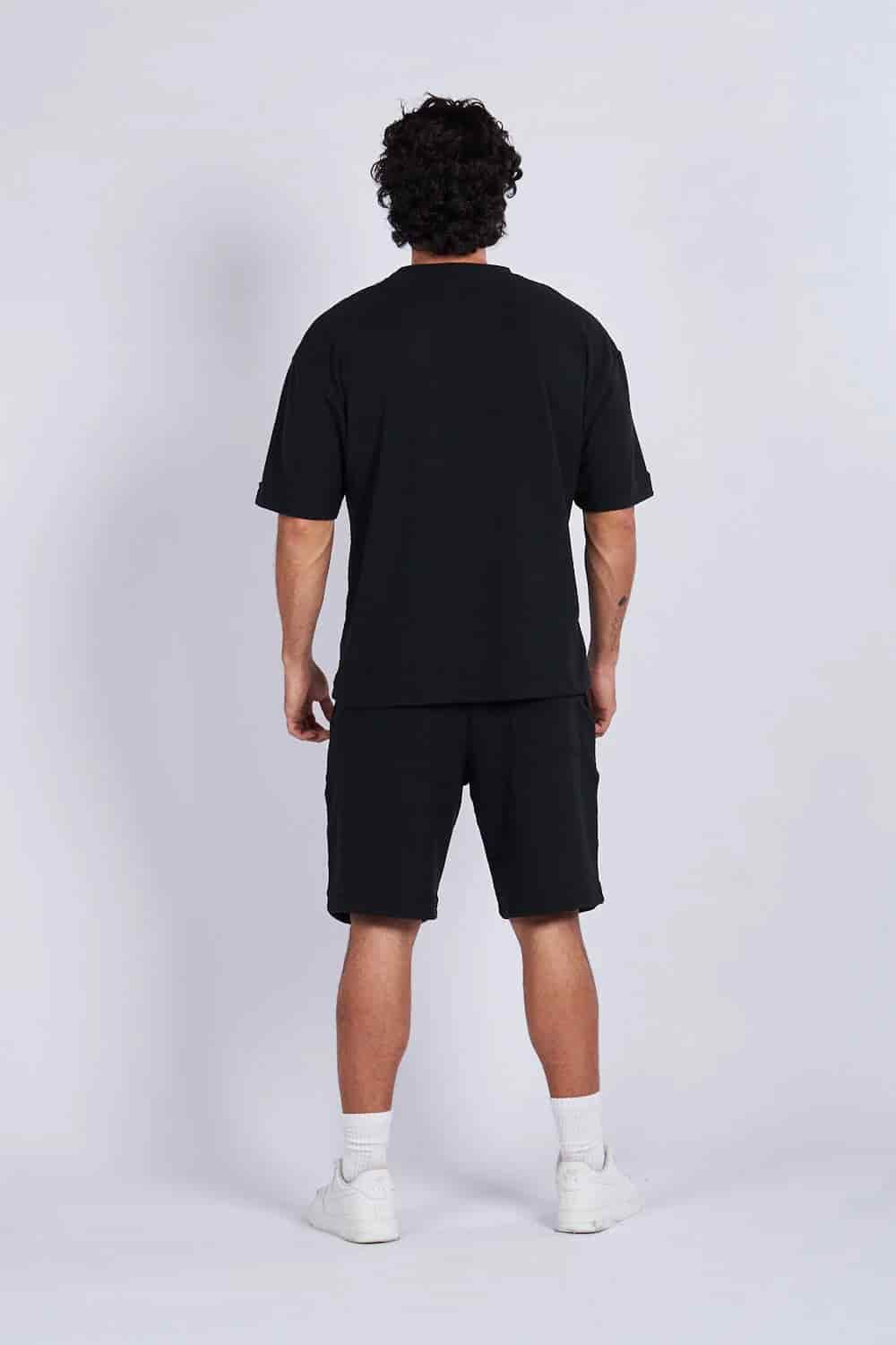 Camiseta oversize textura horizontal Negra - miniatura 5