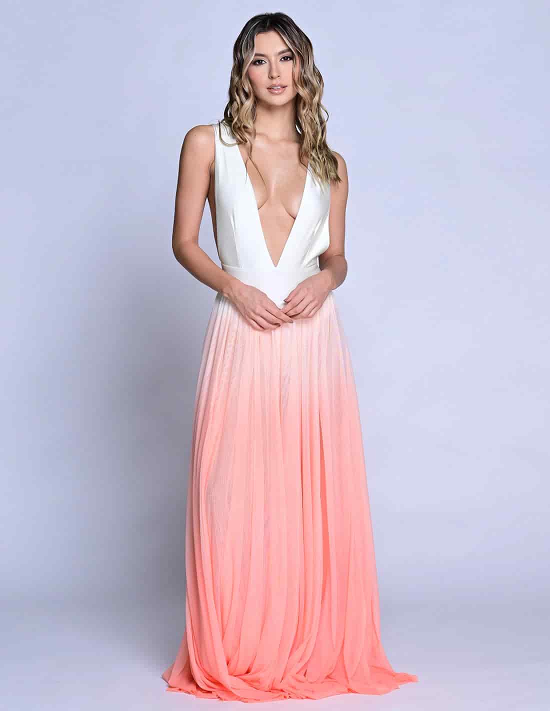 Vestido Equinoccio Ivory + Salmon Flower - miniatura 1