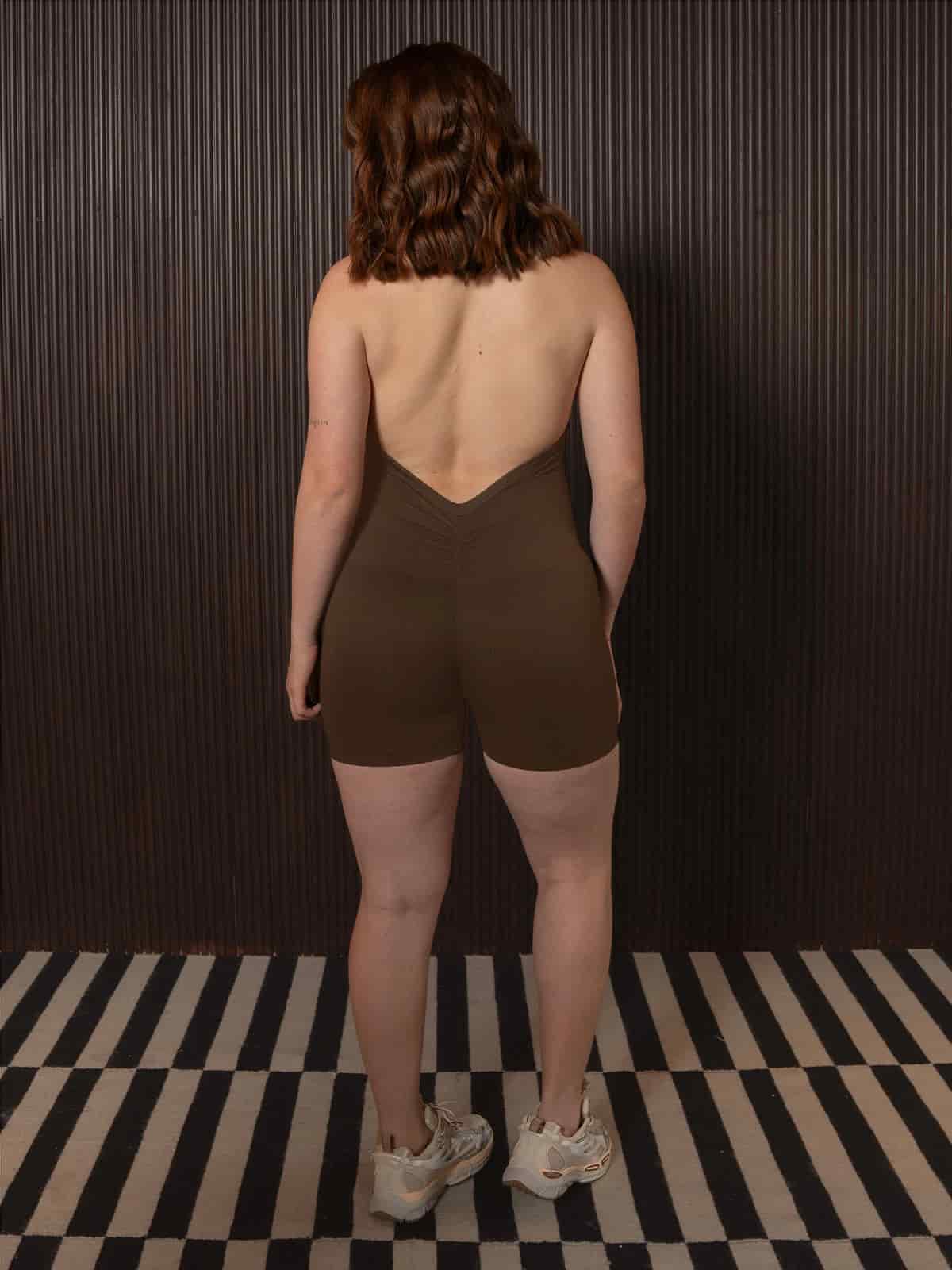 Rose enterizo seamless corto cafe - miniatura 3