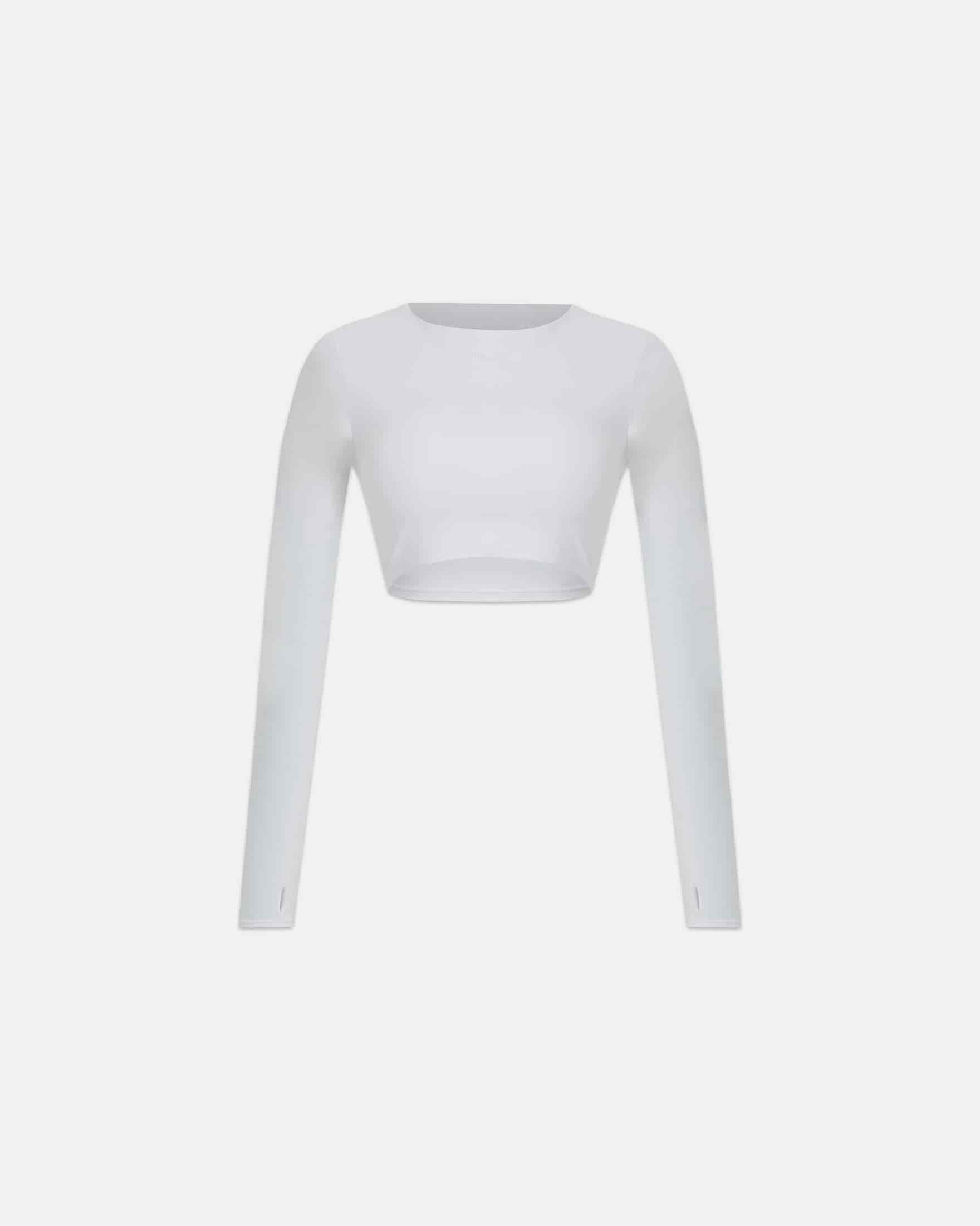 Line Basic Long Sleeve Cropped Tshirt White - miniatura 1