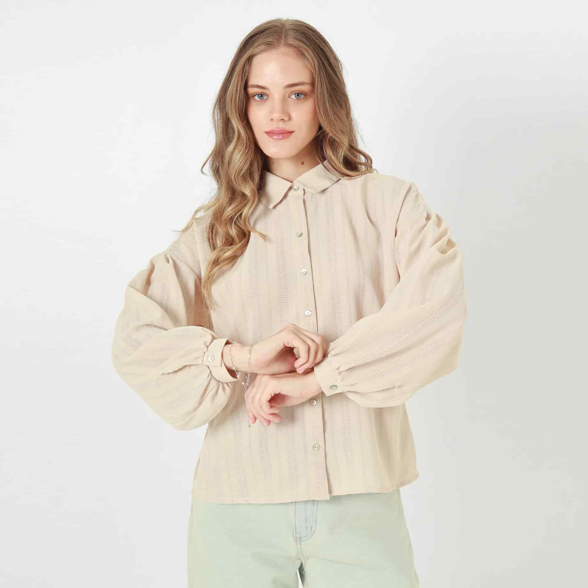 Blusa Cuello Camisero Manga Larga - miniatura 4