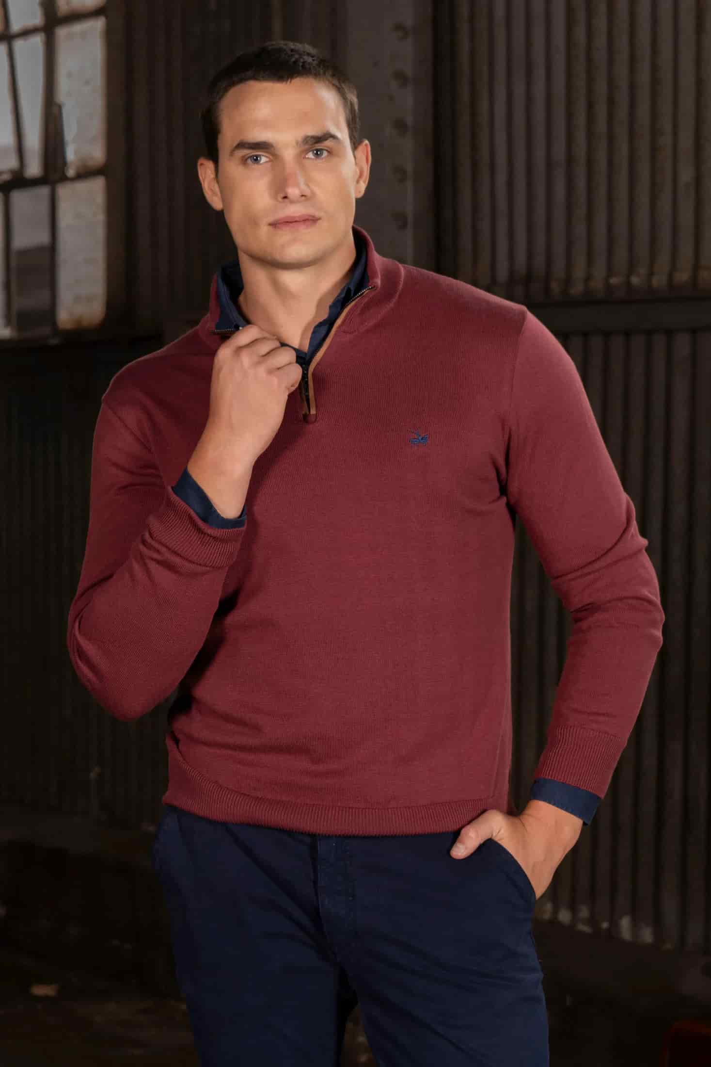 Suéter Halfzip Legacy Hombre Vinotinto - miniatura 5