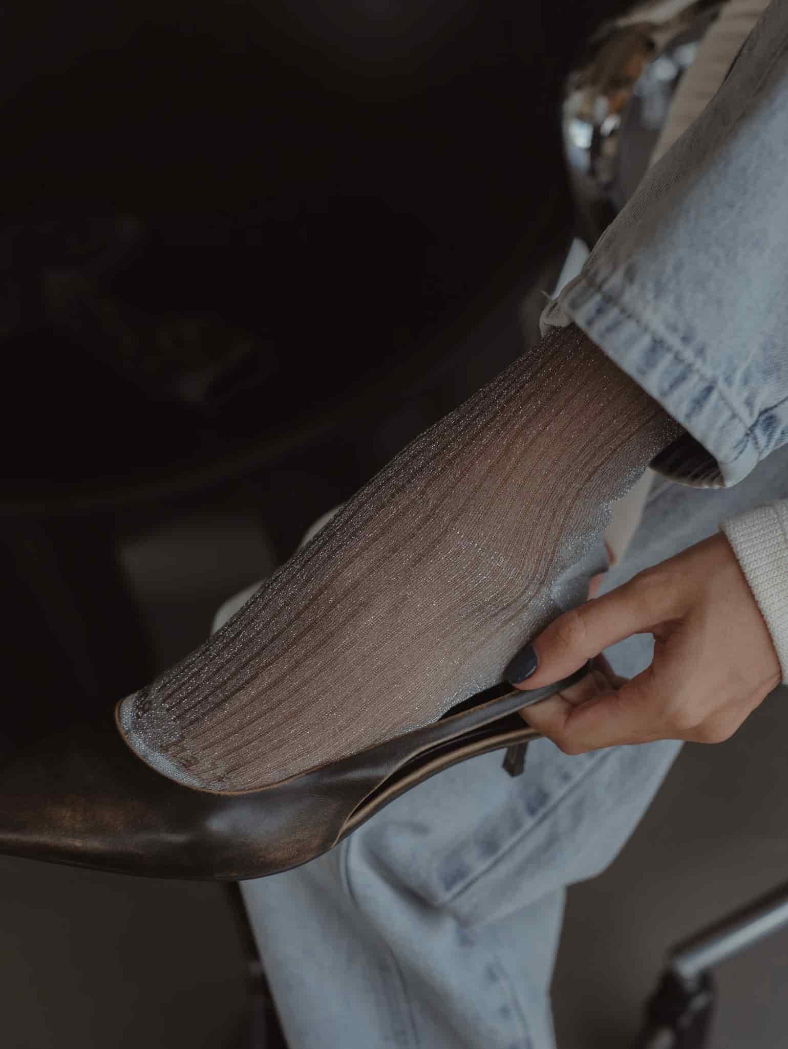 MESH SHINY SOCKS - PLATINUM - miniatura 4
