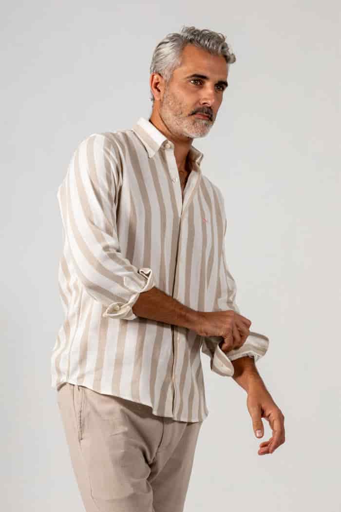 CAMISA BLANCA RAYAS G ARENA - miniatura 2