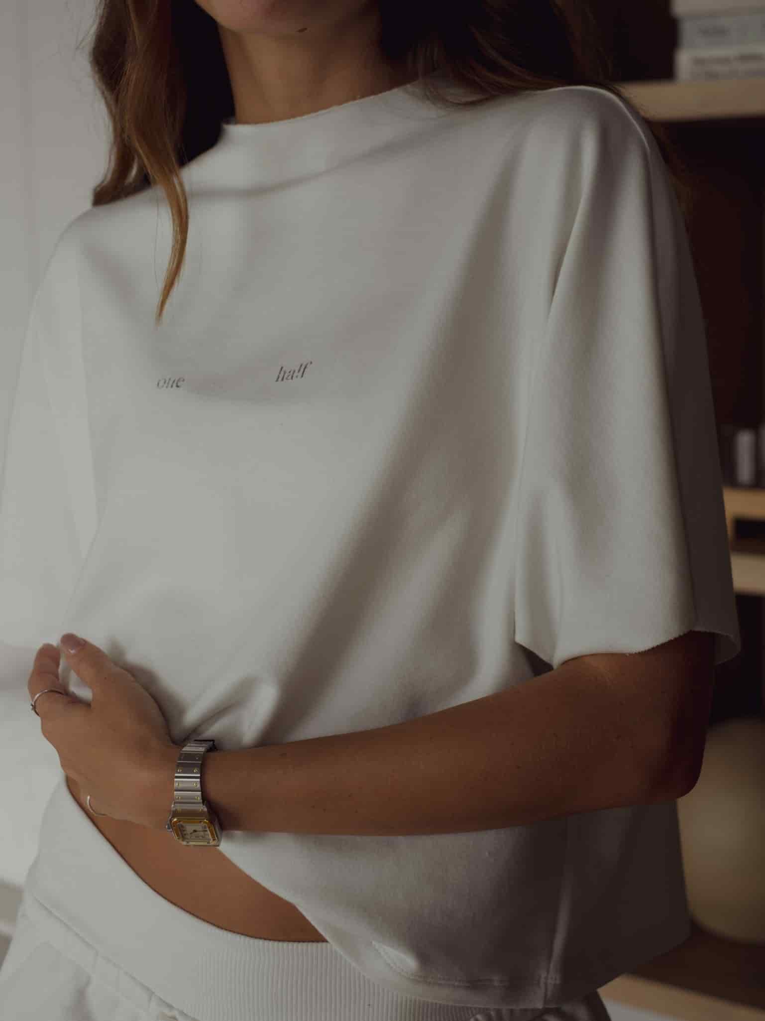 ONE HALF ROLLED SLEEVE T-SHIRT - SOFT WHITE - miniatura 4