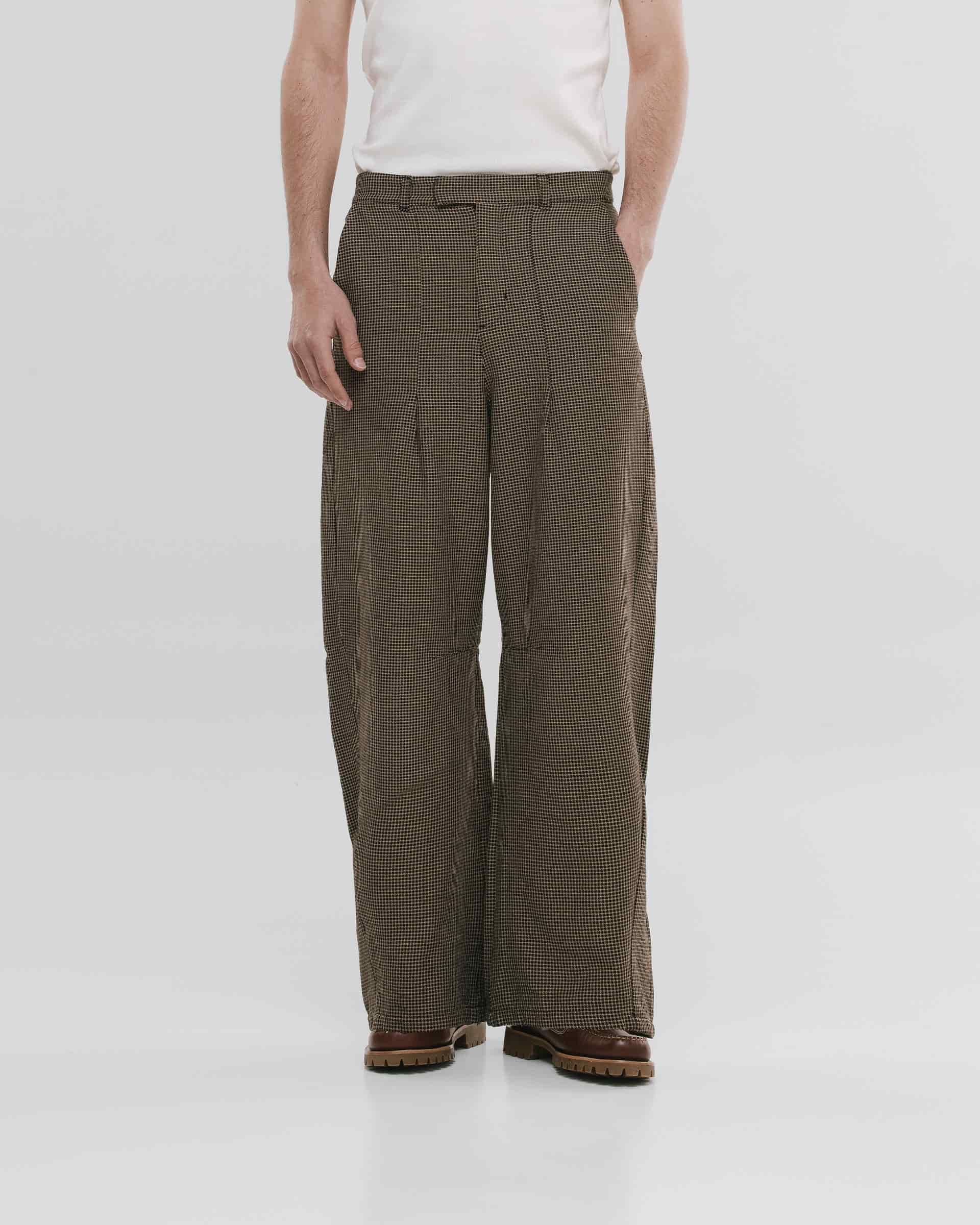 Barrel Fit Houndstooth Trousers - Café - miniatura 4