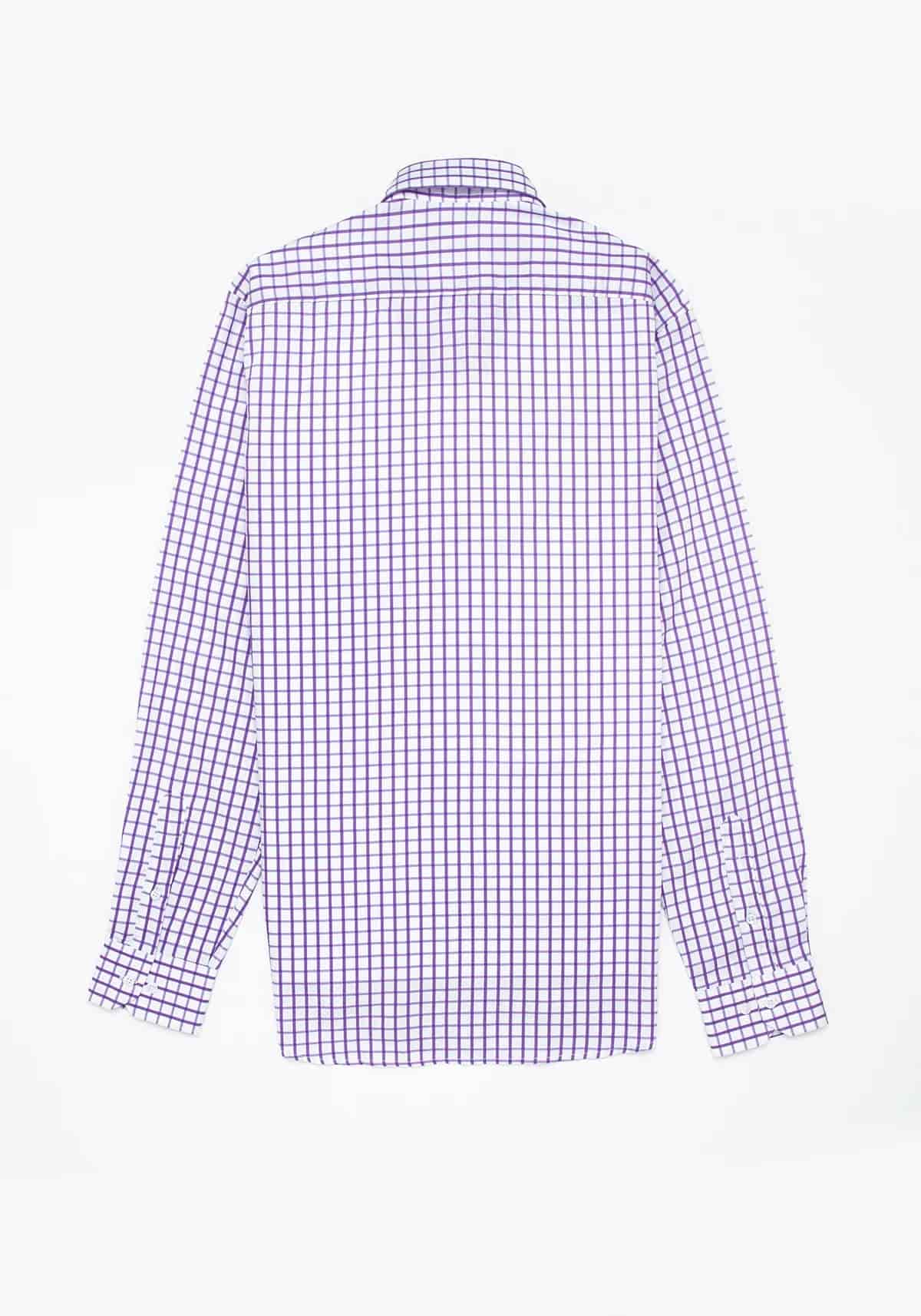 Camisa Sarga Cuadro Ventana Algodón Lila - miniatura 4