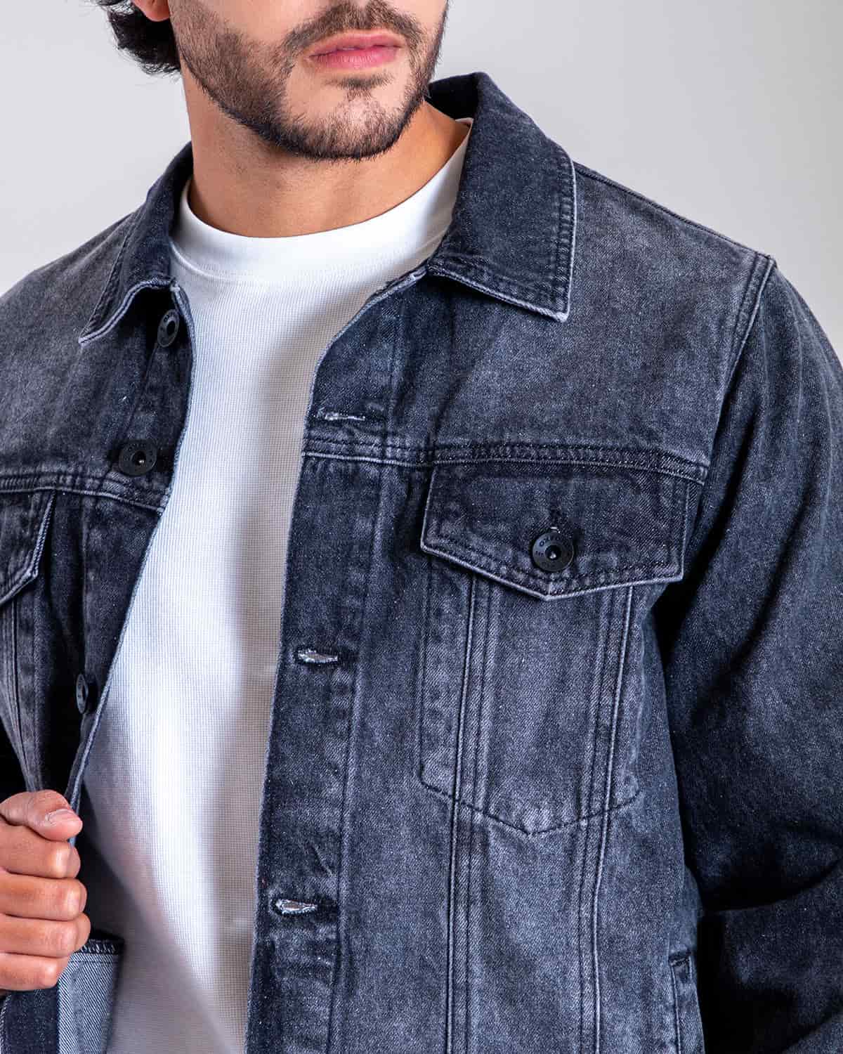 Chaqueta negra denim para hombre - miniatura 5
