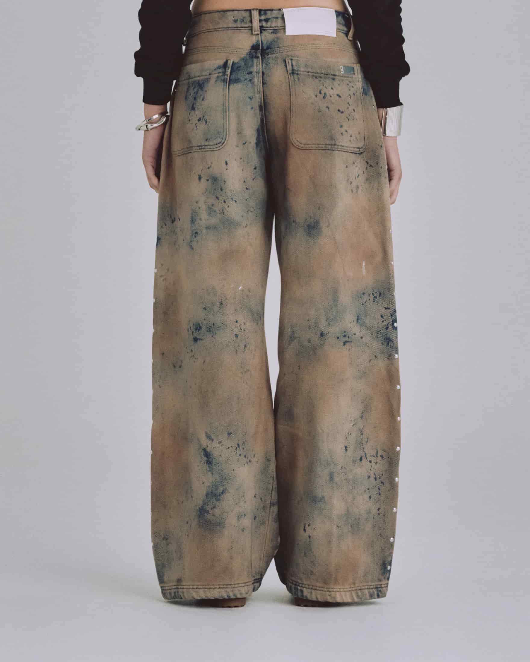 W 94' Riveted Painted Wide Jeans Gothic Blue - miniatura 5