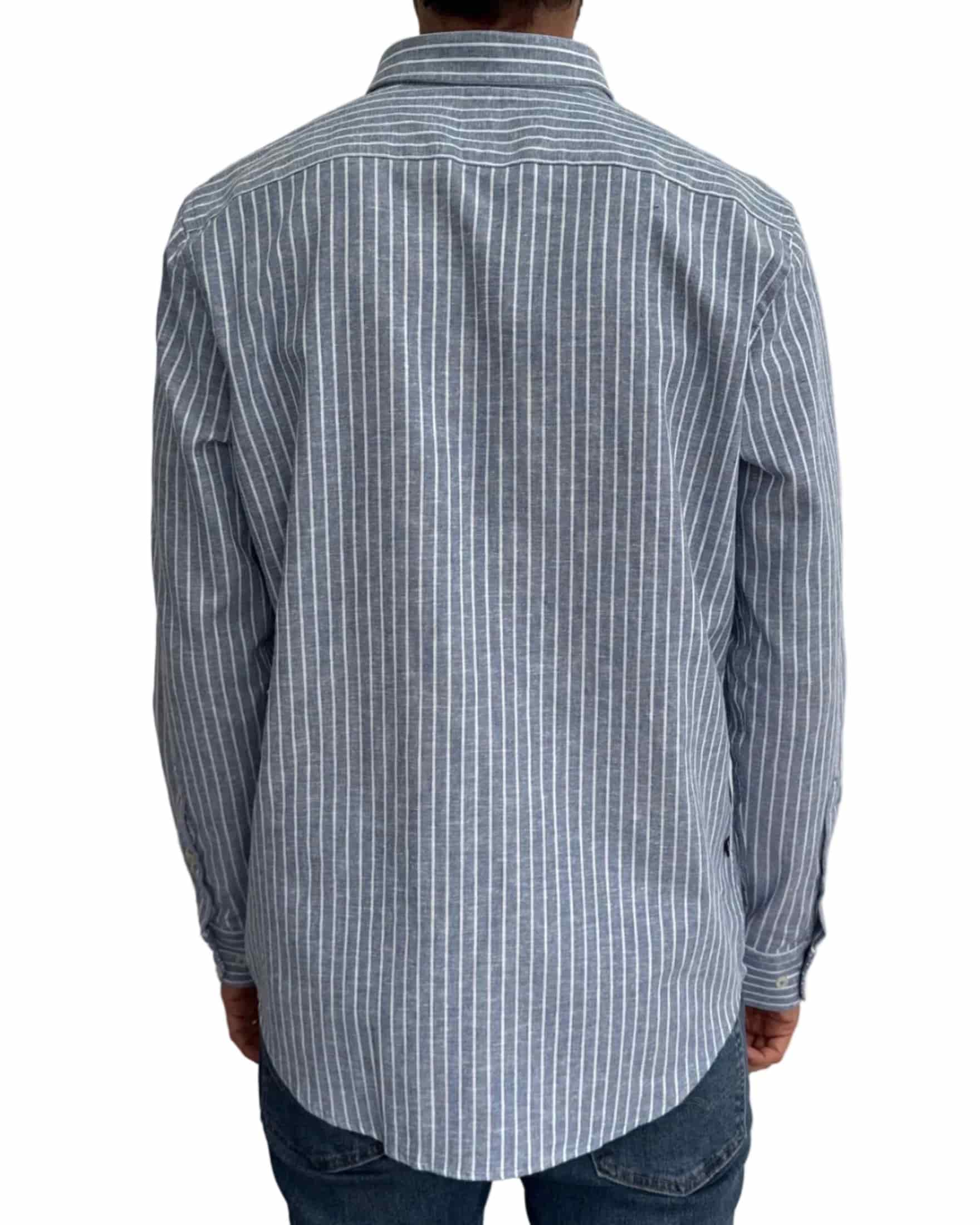 Camisa de Lino Navy y Rayas Blancas - miniatura 4