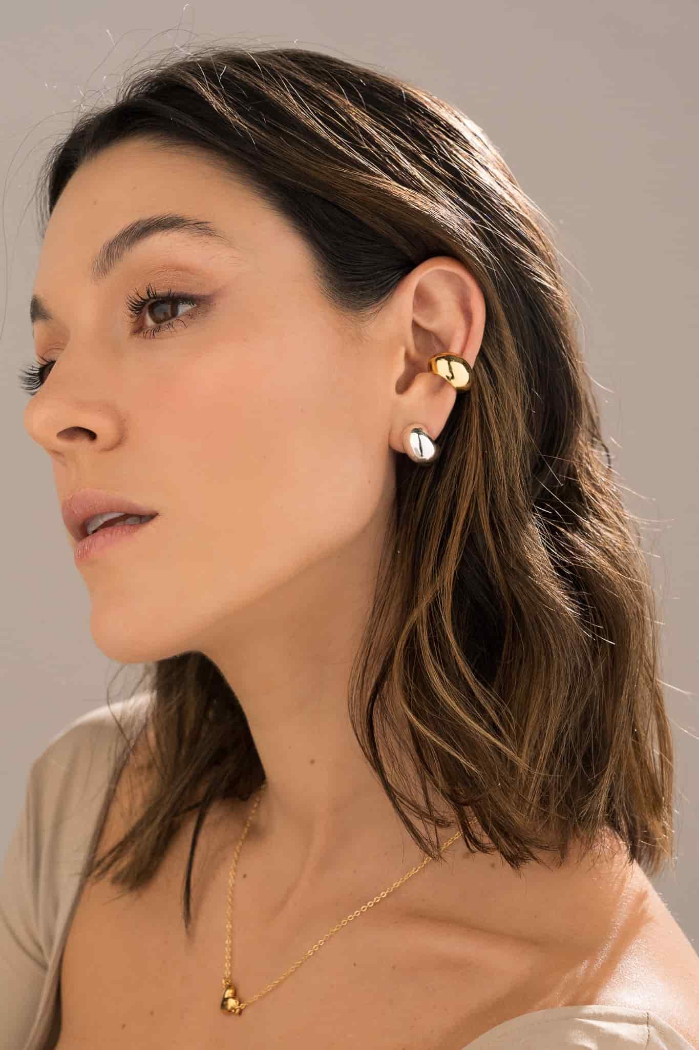 Set De 1 Par De Candongas + 1 Earcuff Oro - miniatura 3