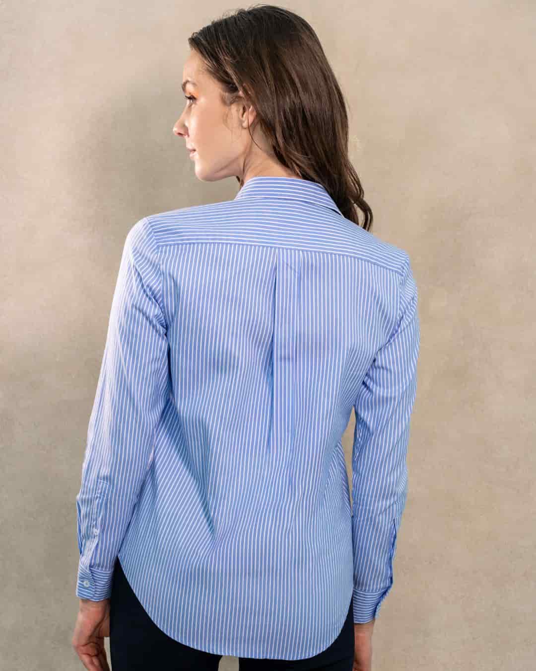Camisa Antimanchas Oxford de Mujer Rayas Azul Princeton - miniatura 4