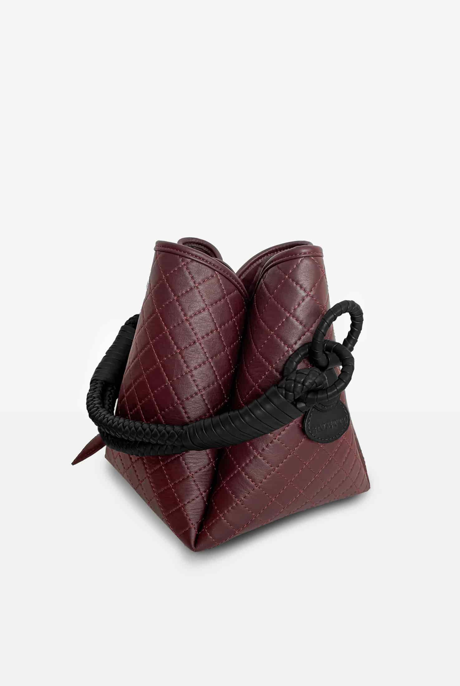 Tulip Bucket Bag, Burgundy  & Black - miniatura 2