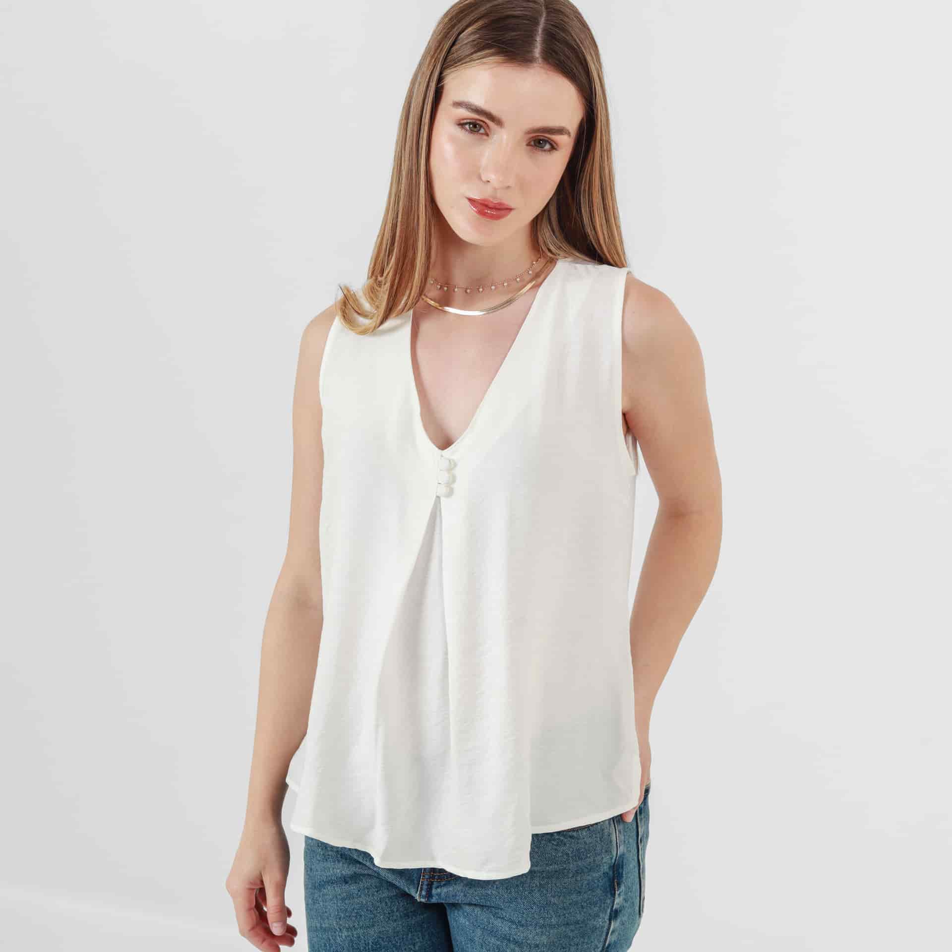 Blusa Cuello V Manga Sisa - miniatura 1