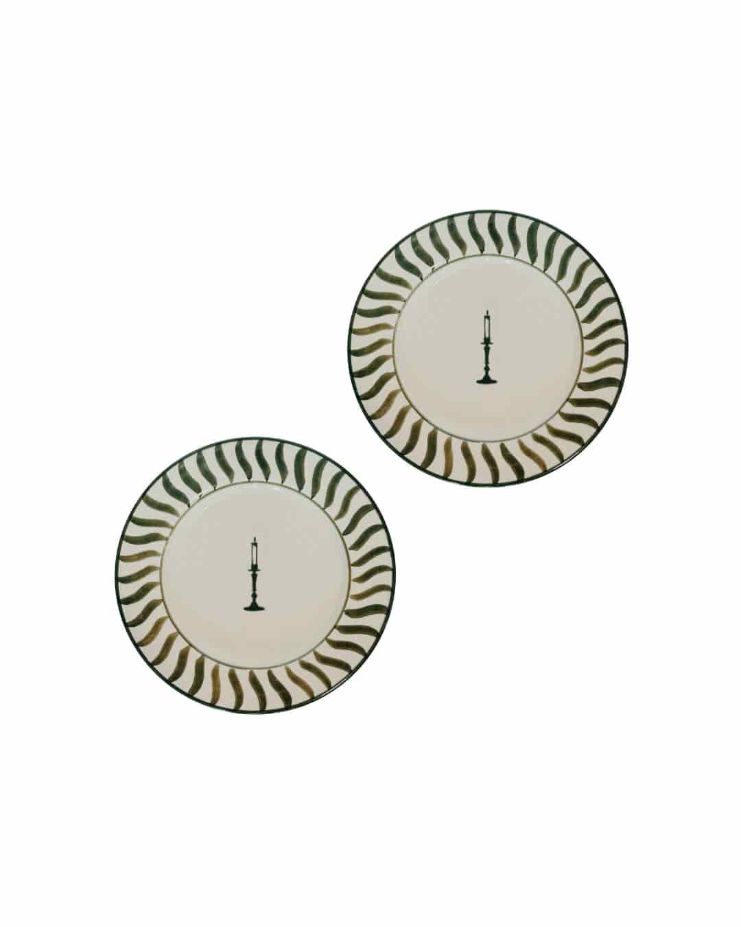 SET X 2 DESSERT PLATE CANDLE - GREEN - miniatura 1