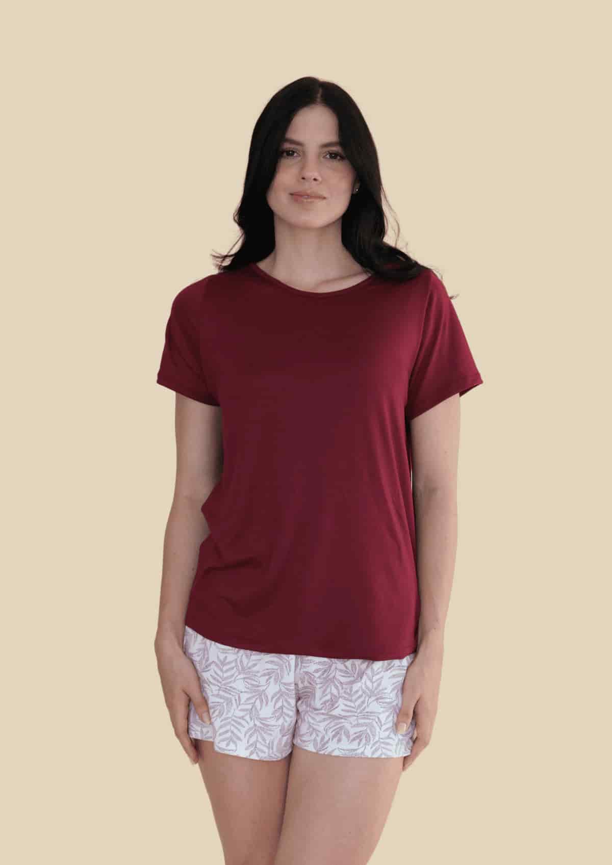 Pijama Short Estampado Vinotinto - miniatura 3