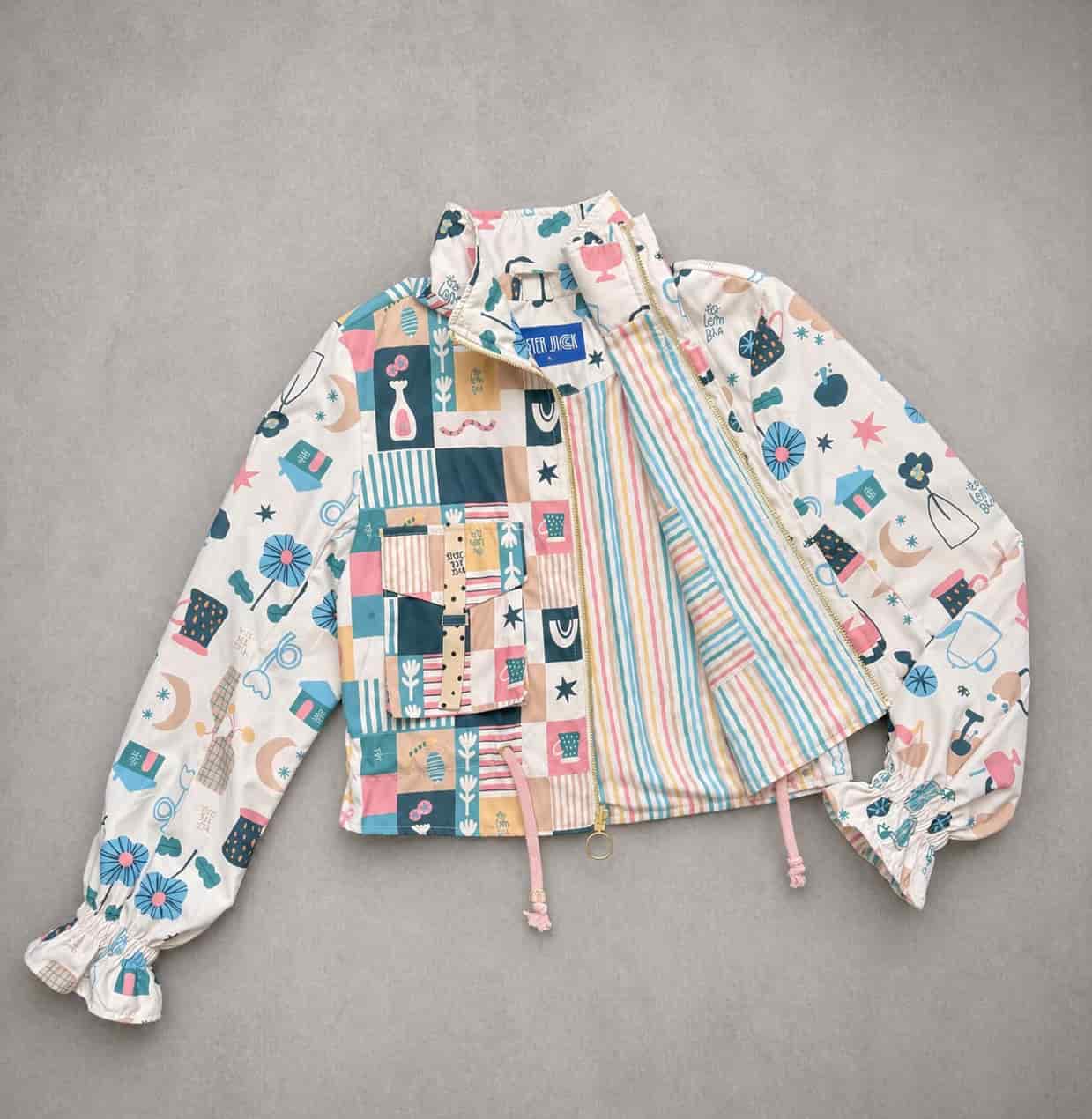 Chaqueta corta estampada crema - miniatura 7