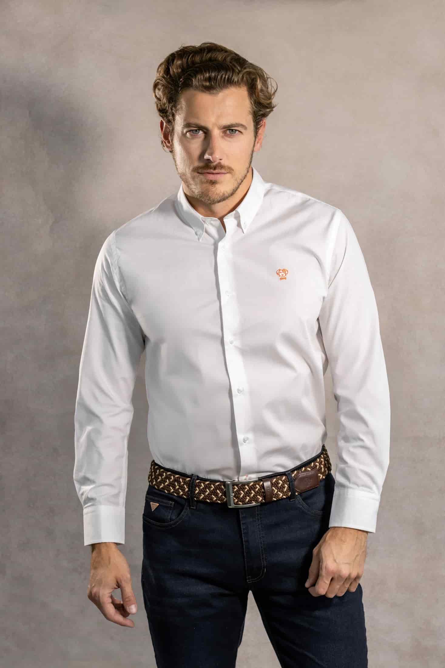 Camisa Antimanchas Popelina Blanco Logo Coral - Talla Regular - miniatura 1