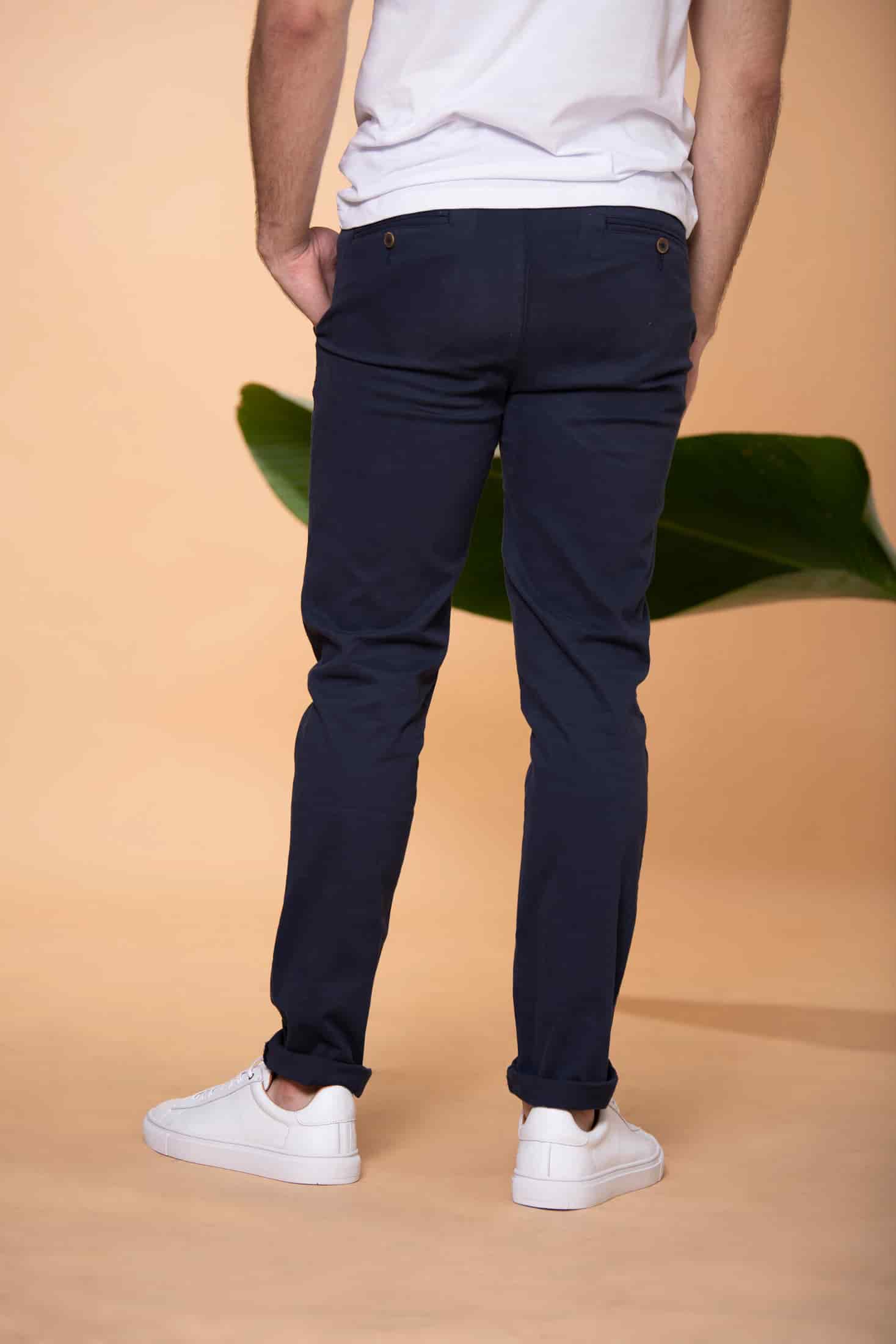 Pantalón Slim Fit Mezcla Algodón Azul Navy - miniatura 1