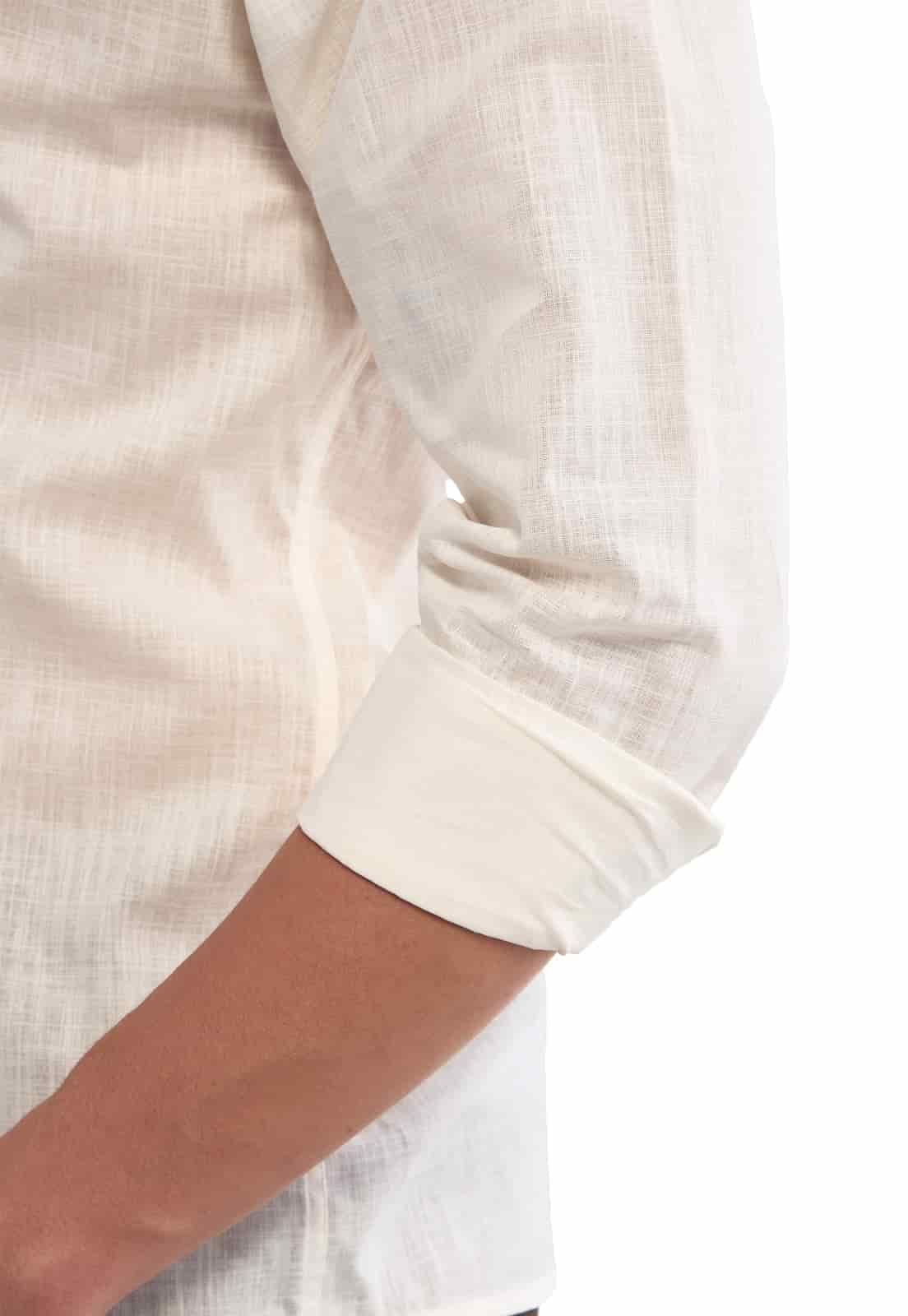 Camisa Manga Larga 100% Algodón tipo Lino Marfil - miniatura 5