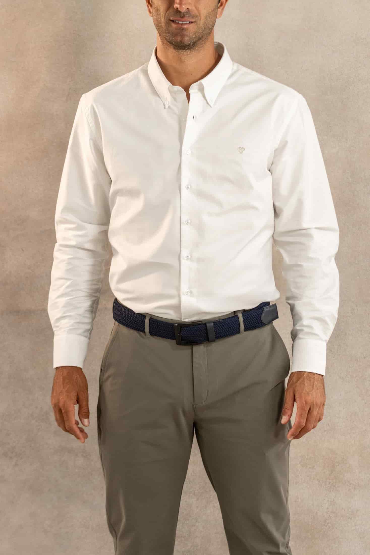 Camisa Antimanchas Oxford Blanco Logo Beige - miniatura 1