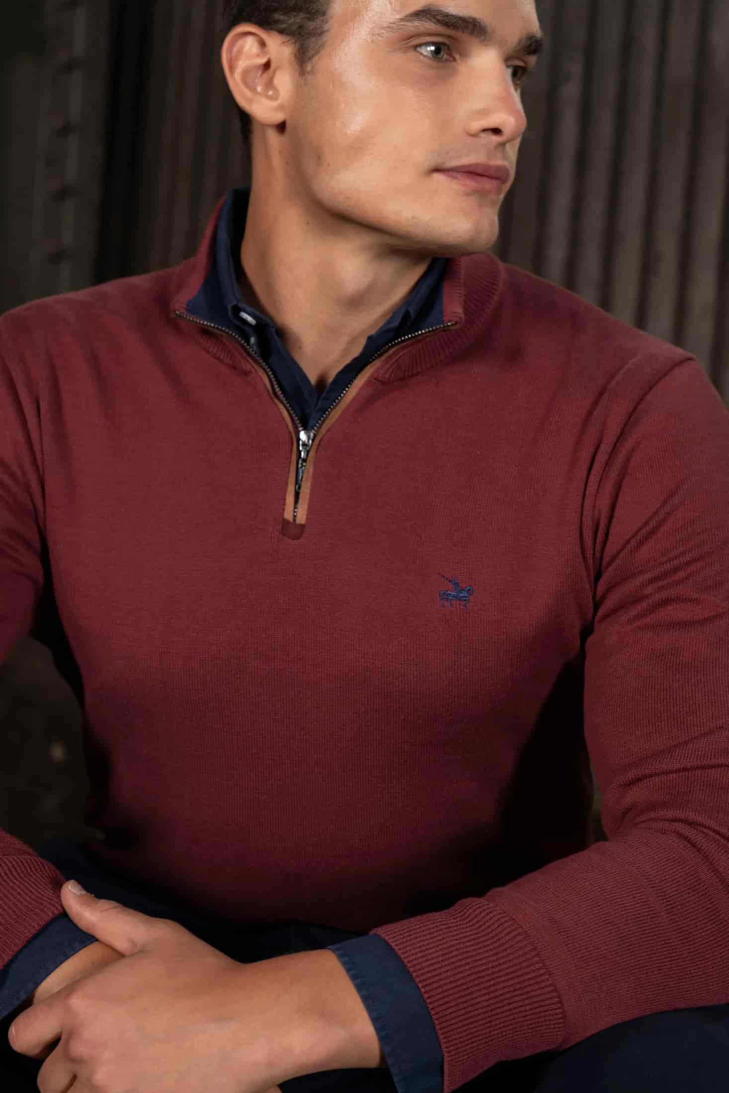 Suéter Halfzip Legacy Hombre Vinotinto - miniatura 3